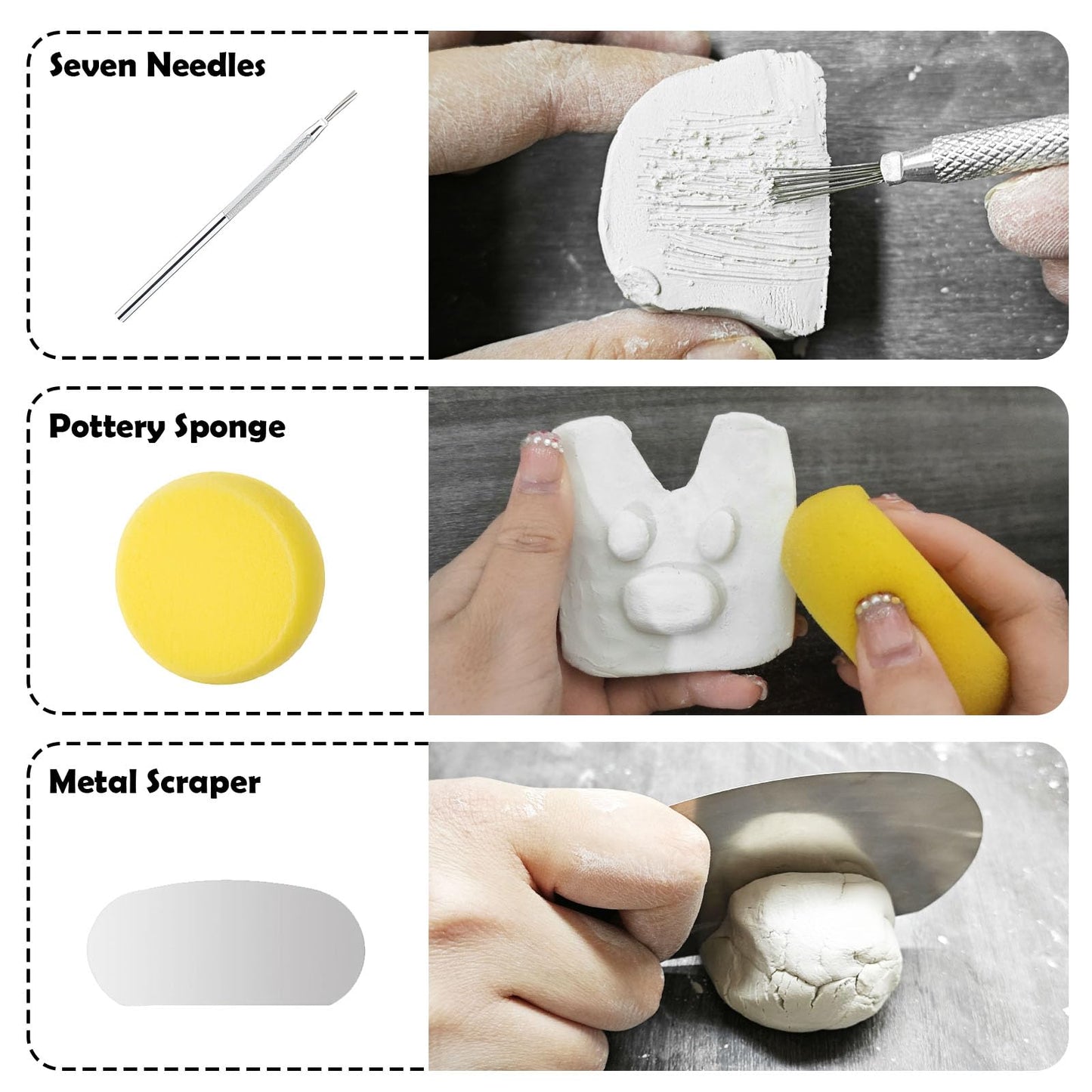 EIGTWEN 100ml Air Dry Clay Glaze and 29pcs Clay Tools Kit, Gloss Airdry Varnish Protects Pottery from Surface Wear, Pottery Tools Can be Used for Stippling, Carving, Molding(Gloss)
