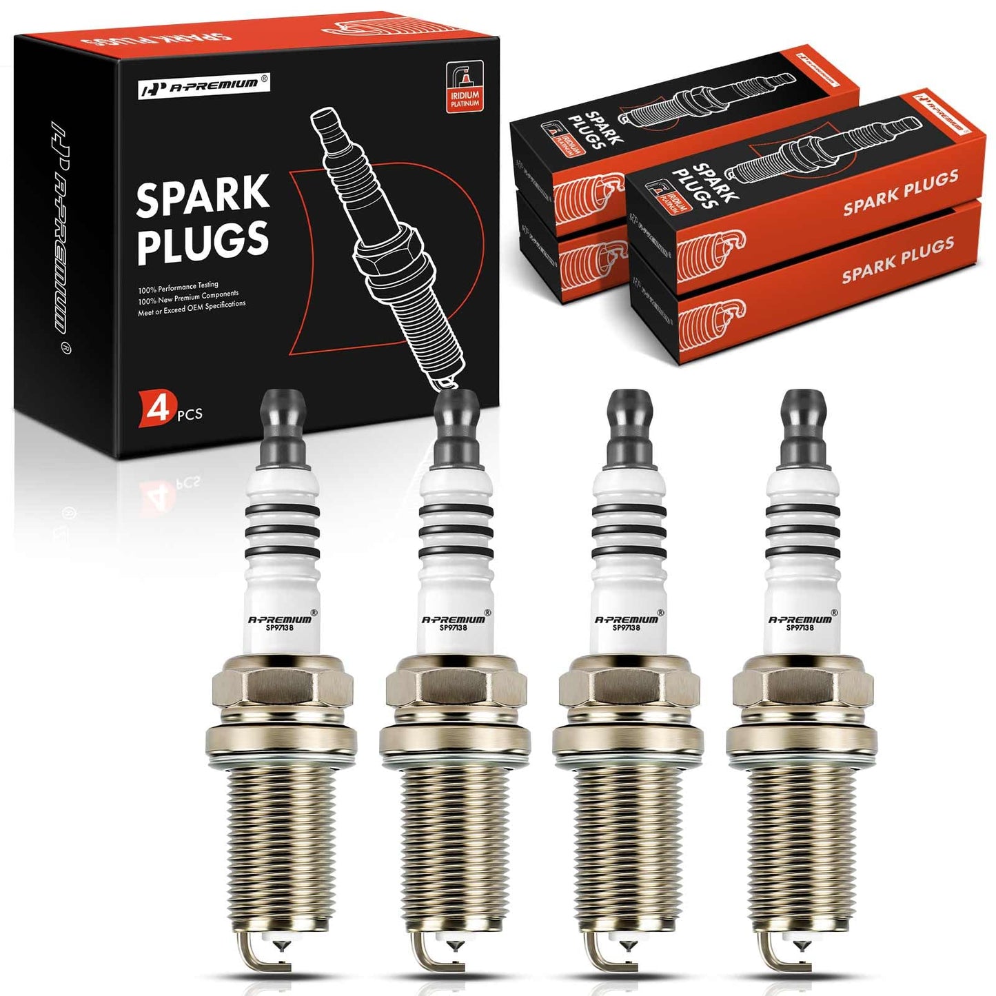 A-Premium 4PCS Iridium Platinum Spark Plugs Compatible with Acura CSX 2006-2011 2.0L, TSX 2004-2008 2.4L & Honda Accord 2003-2007 2.4L, Civic 2002-2005 2.0L, Fit 2007-2014 1.5L
