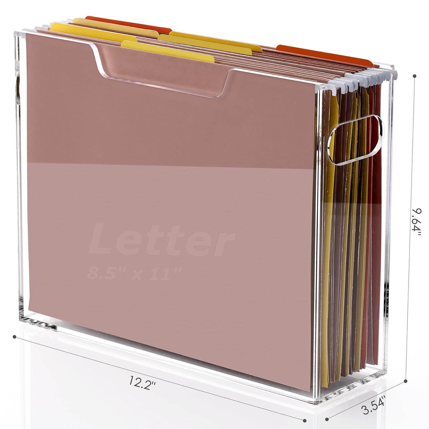 DINGHUO Hanging File Folder Organizer, Letter Size Hanging File Folder Holder, Acrylic File Crate Clear Portable Storage Box for Desk, Office, Home, School - 1 Pack