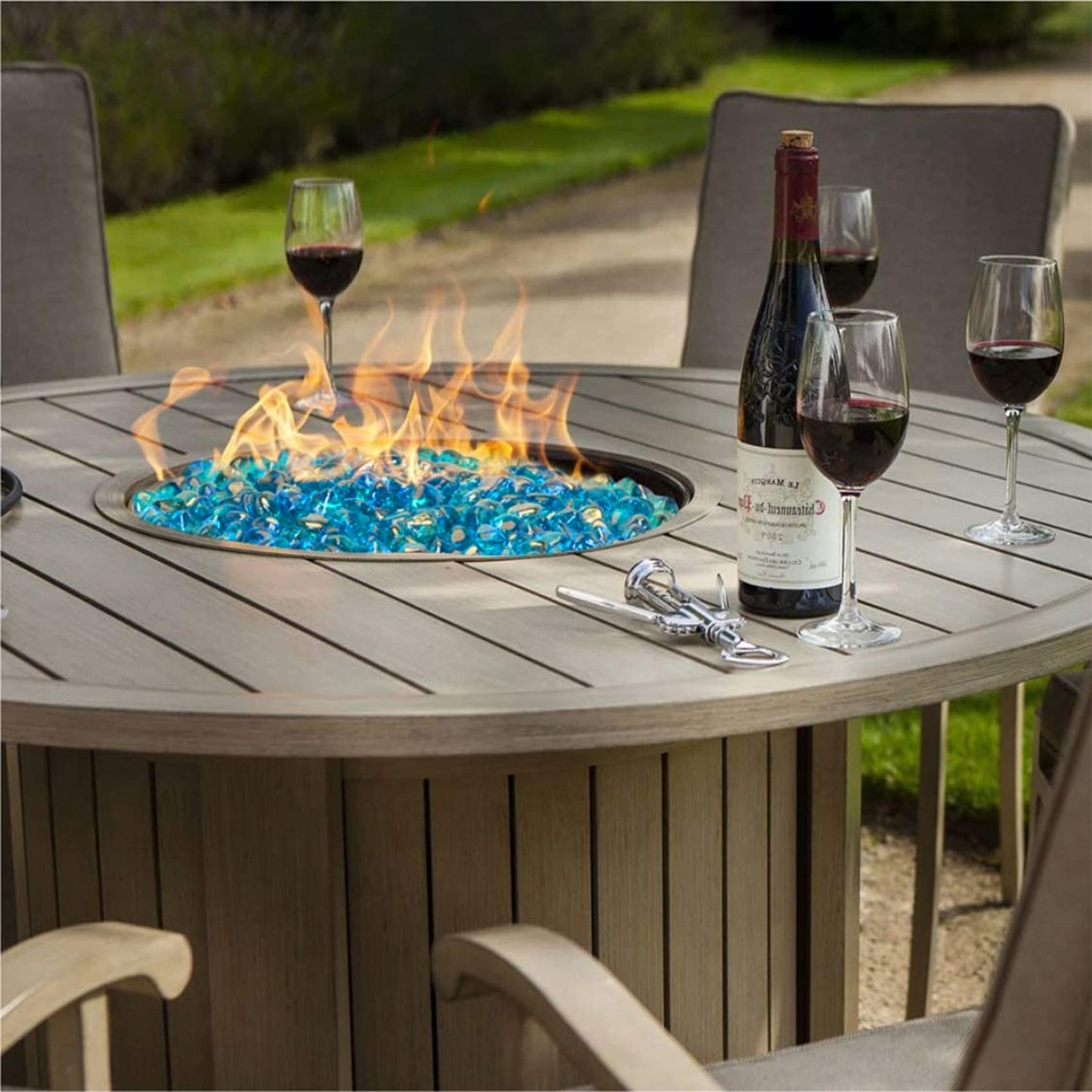 Onlyfire Reflective Fire Glass Diamonds for Natural or Propane Fire Pit, Fireplace, or Gas Log Sets, 10-Pound, 1/2-Inch, Caribbean Blue Luster