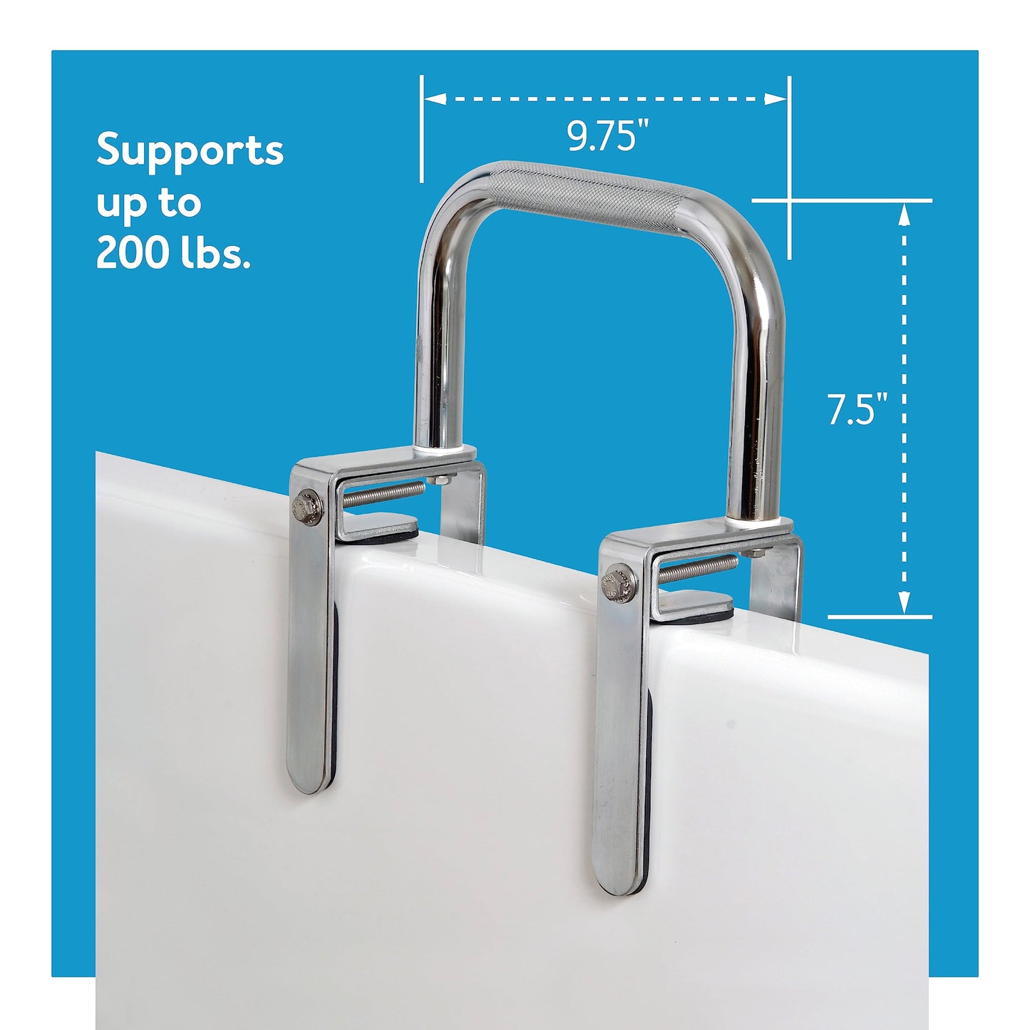 Carex Bathtub Rail with Chrome Finish - Bathtub Grab Bar Safety Bar For Seniors and Handicap - For Assistance Getting In and Out of Tub, Easy to Install on Most Tubs