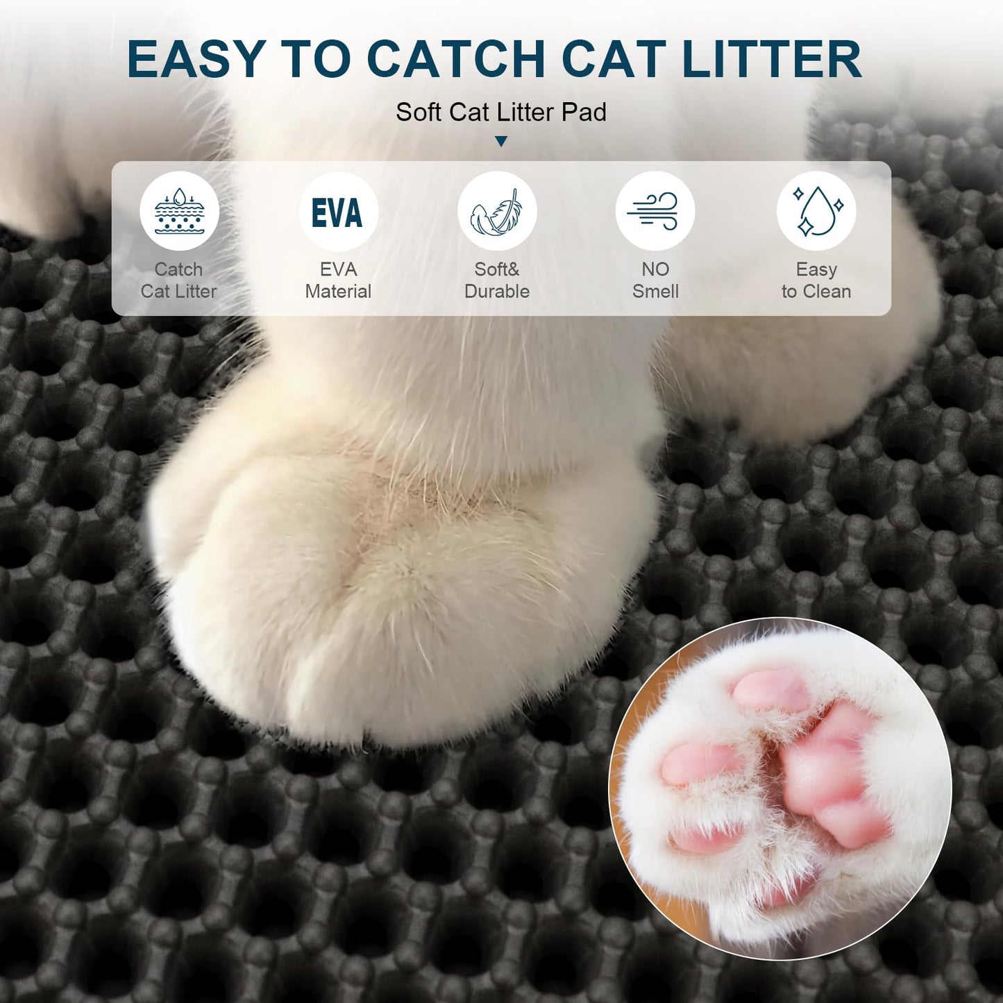 ZuHucpts Large Cat Litter Mat Trapper -120 x 70cmPack of 1 Honeycomb Double Layer Litter Mat -Traps Messes, Easy Clean and Durable, Non Toxic Trapper Rug Suitable for Litter Tray