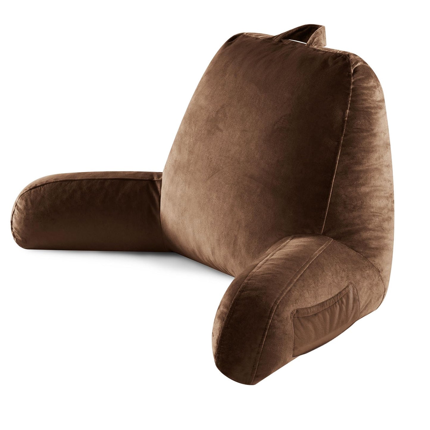 Reading Pillow for Sitting in Bed Adult, Reading Pillow with Shredded Memory Foam, Washable Cover, Back Pillow Sitting Up with Extend Arms, Gery, Large