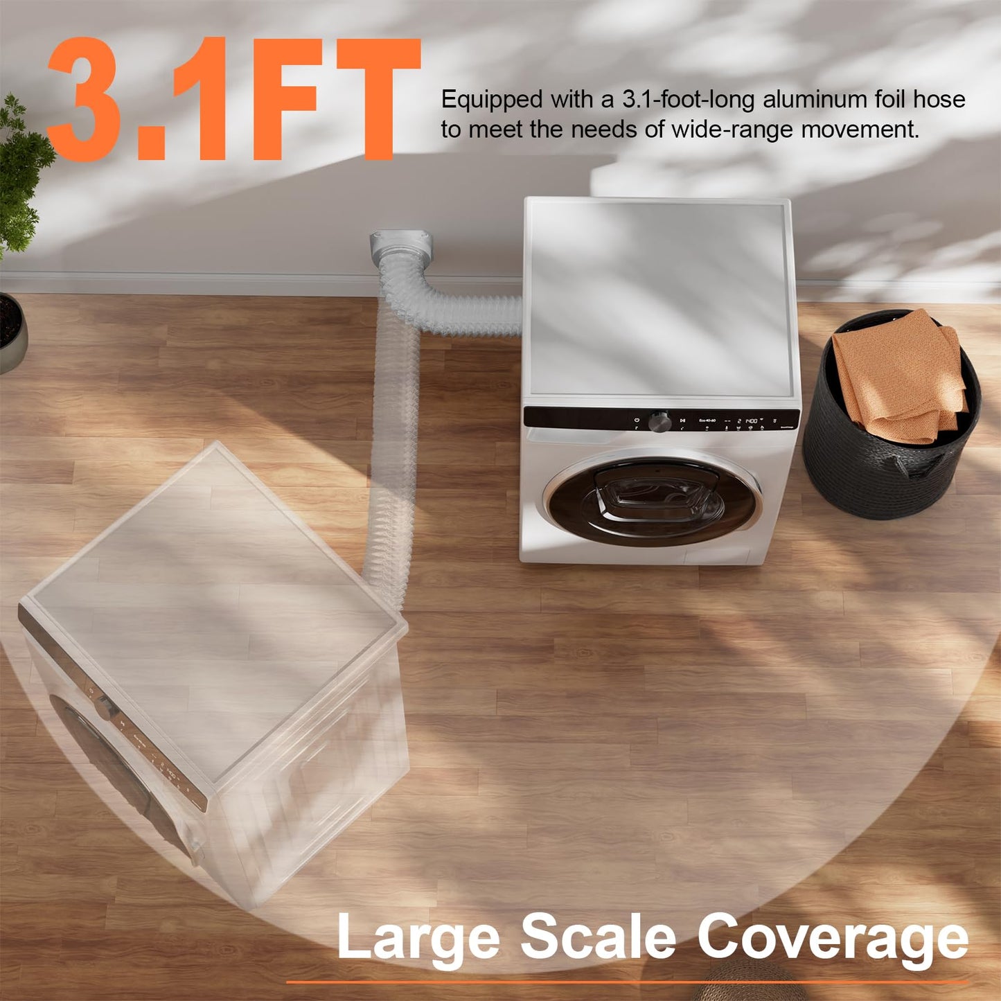 VigiFront Magnetic Dryer Vent Coupling Connector Kit DV180, for Leak Prevention Easy Dryer Cleaning, Quick Connector, Including a 3.1ft 4" Duct and two Clamps, Silver
