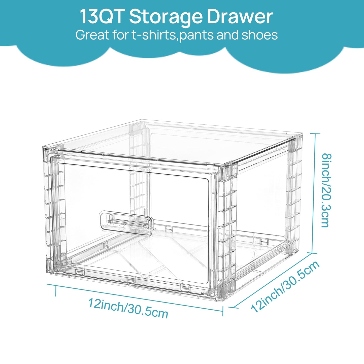 Vtopmart 4 Large Stackable Clear Acrylic Drawer Organizer with Handles, Easy Assembly for Bathroom, Kitchen Cabinet, Closet, Makeup