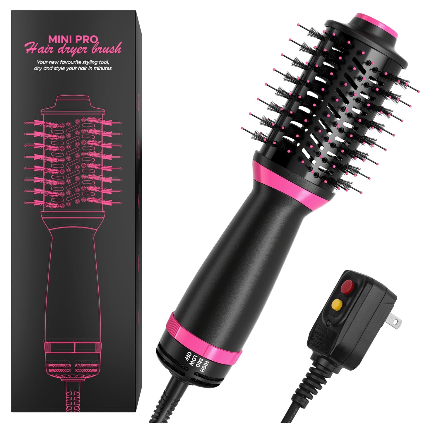 Professional Salon One-Step Hair Dryer & Hot Air Brush & Blower Brush with Advanced Tourmaline Ionic Technology, Multiple Heat Settings, Hair Styler for Smooth, Frizz-Free Results, Travel Friendly