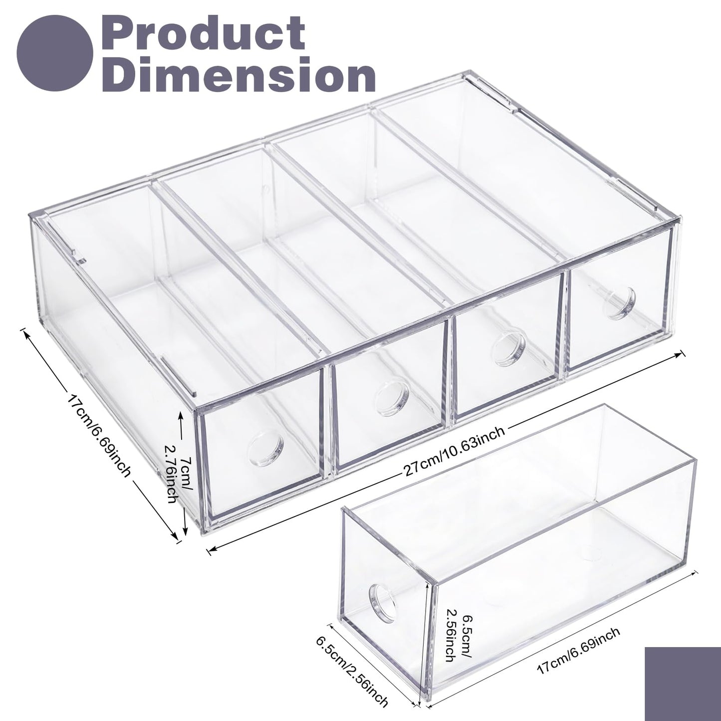 Desk Organizer with 8 Drawers, FODIENS 2 Packs Stackable Desktop Storage Box with Removable Drawer, Clear Sunglasses Organizer Display Case for Stationery Marker Pens Eyeglasses Office Supply