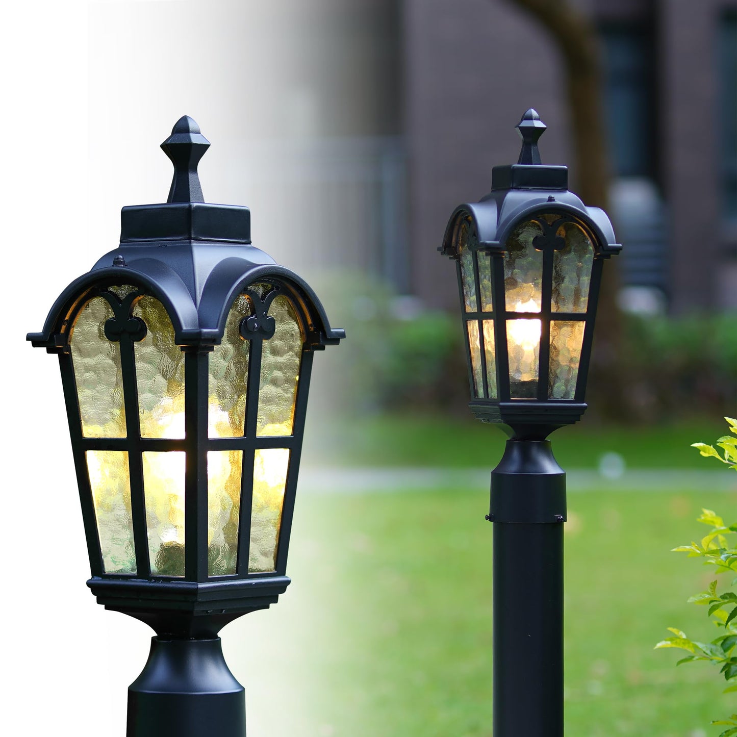 Outdoor Post Lights Fixture Anti-Rust Lamp Post Light Fixture Waterproof Exterior Pole Light Outside Pole Lighting for Yard Pathway Driveway Fence