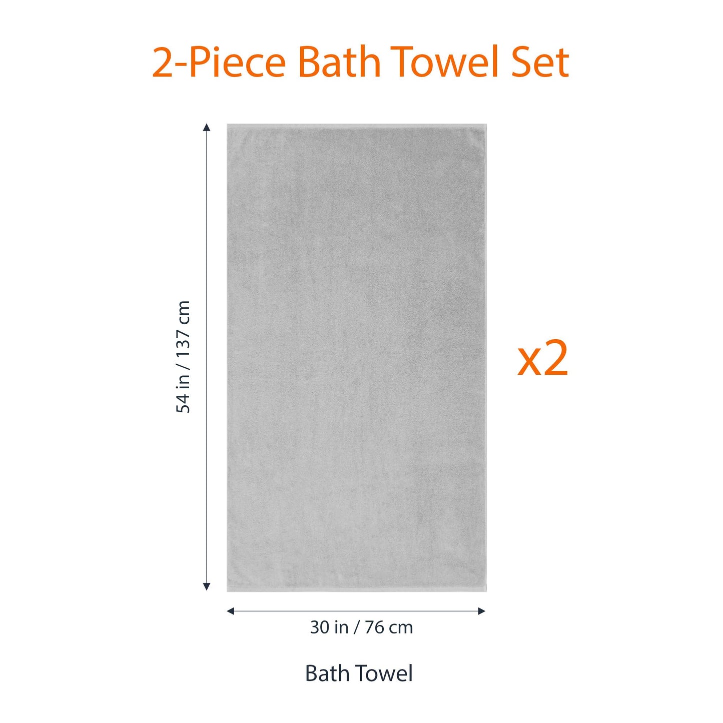 Amazon basics 2 piece Lightweight quick-dry bath towel, 100% cotton, platinum, 54" x 30"