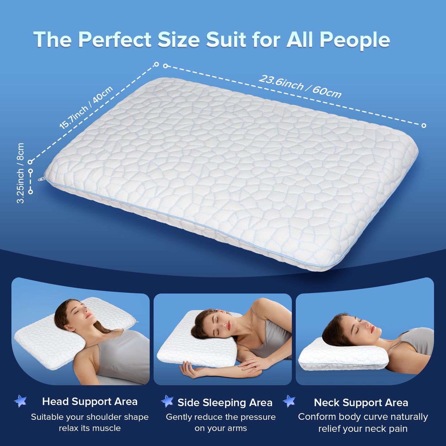 Ultra Thin Flat Pillows for Sleeping,Cooling Slim Memory Foam Pillow 3.25 in Ultra Thin Pillow,Low Profile Sleeper Pillows for Stomach Back Sleeper for Neck and Back Support Stomach sleeping pillow