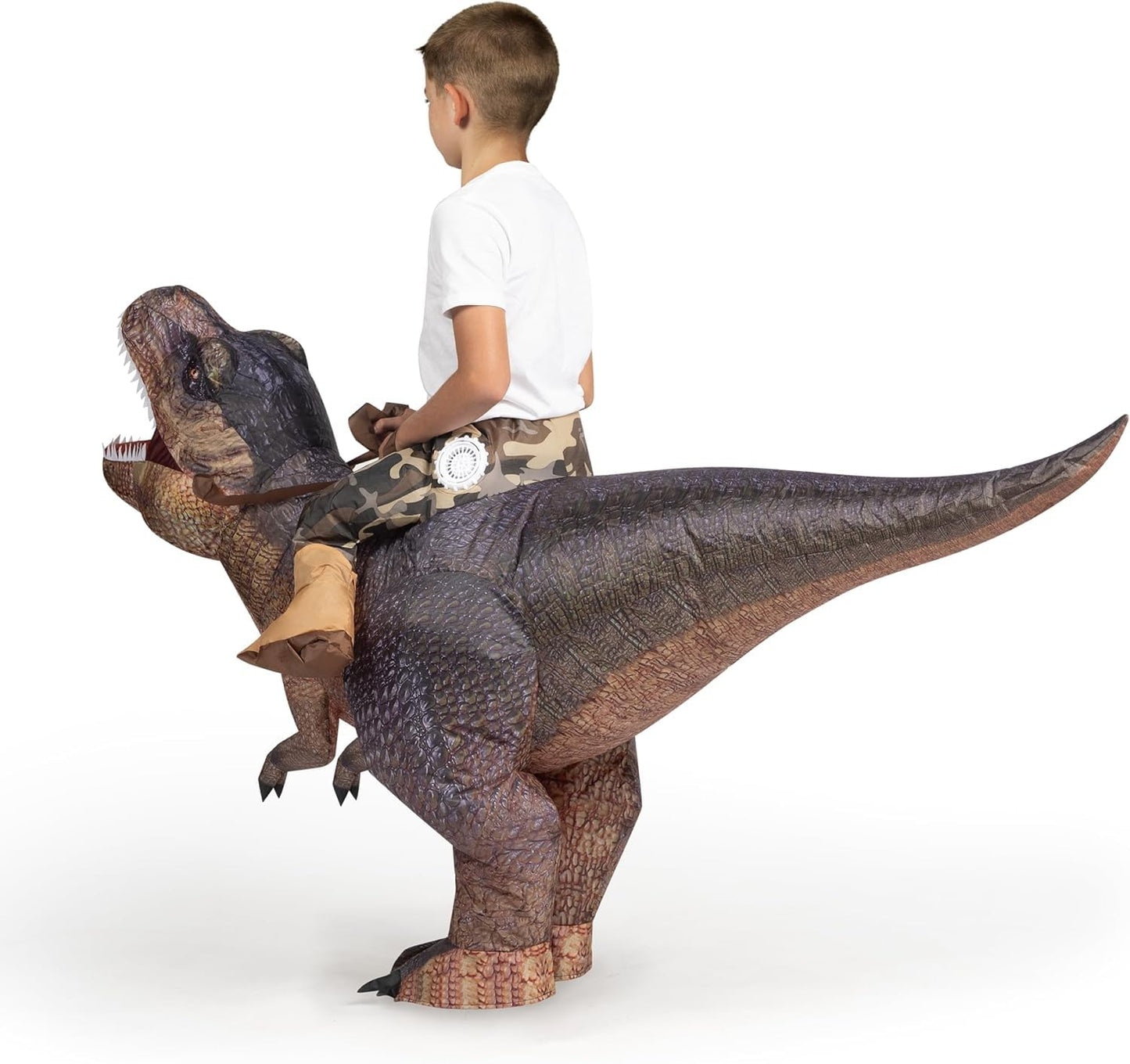 Spooktacular Creations Halloween Inflatable Dinosaur Costume Kids Digital Printing Ride-On Dinosaur for Halloween（M)