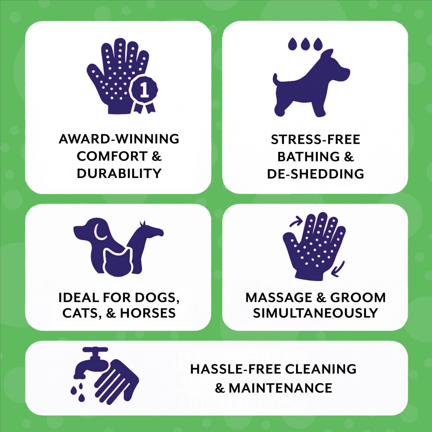 #1 Ranked, Award Winning Handson Gloves for Shedding, Bathing, Grooming, De-Shedding Horses/Dogs/Cats/Livestock/Small Pets - Black Medium