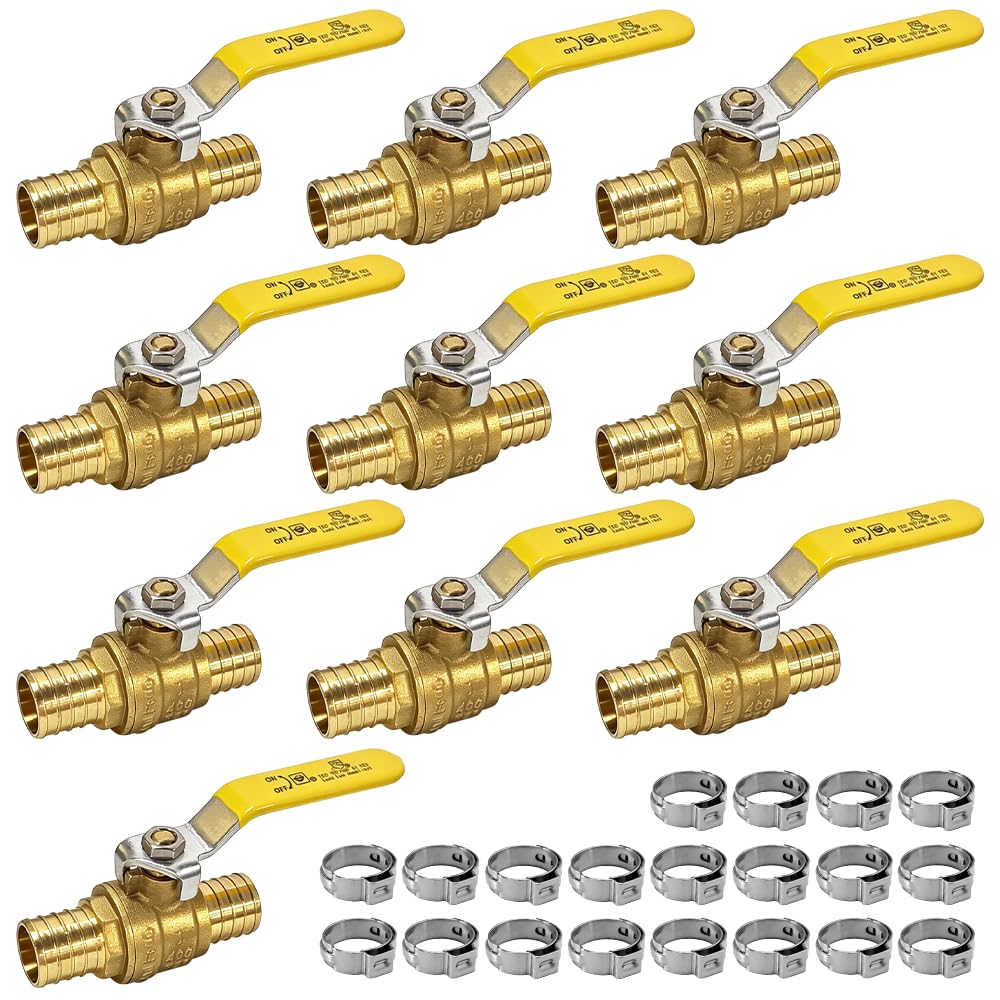 AB 1 Inch X 1 Inch PEX Ball Valve, Full Port Water Stop Shut Off, Lead Free Water Shut Off Valve