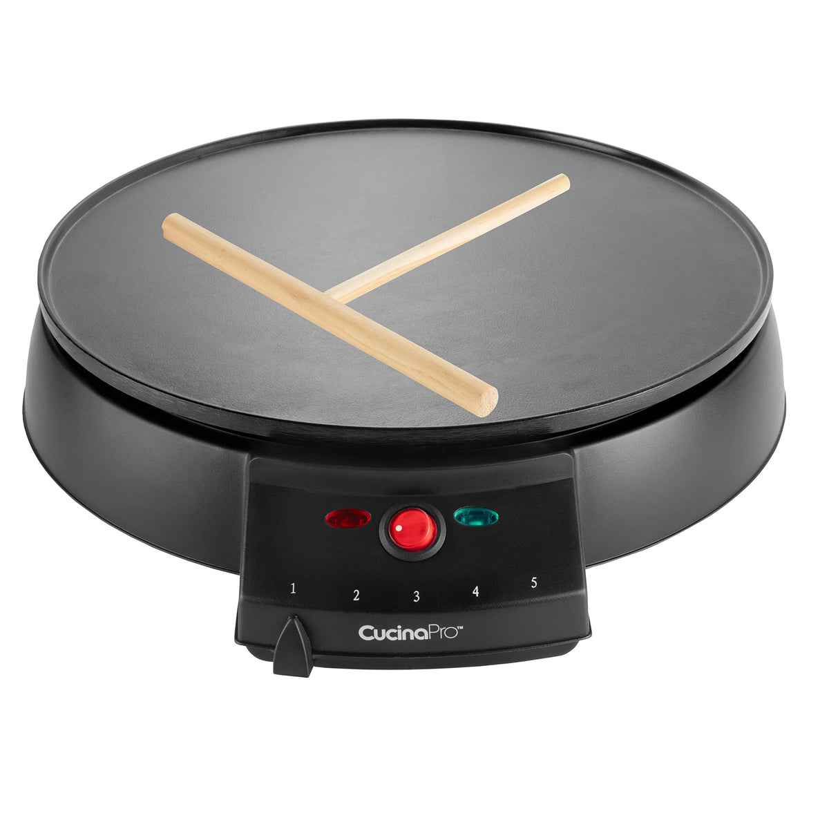 Crepe Maker and Non-Stick 12" Griddle- Electric Crepe Pan with Spreader and Recipes Included- Also use for Blintzes, Eggs, Pancakes and More