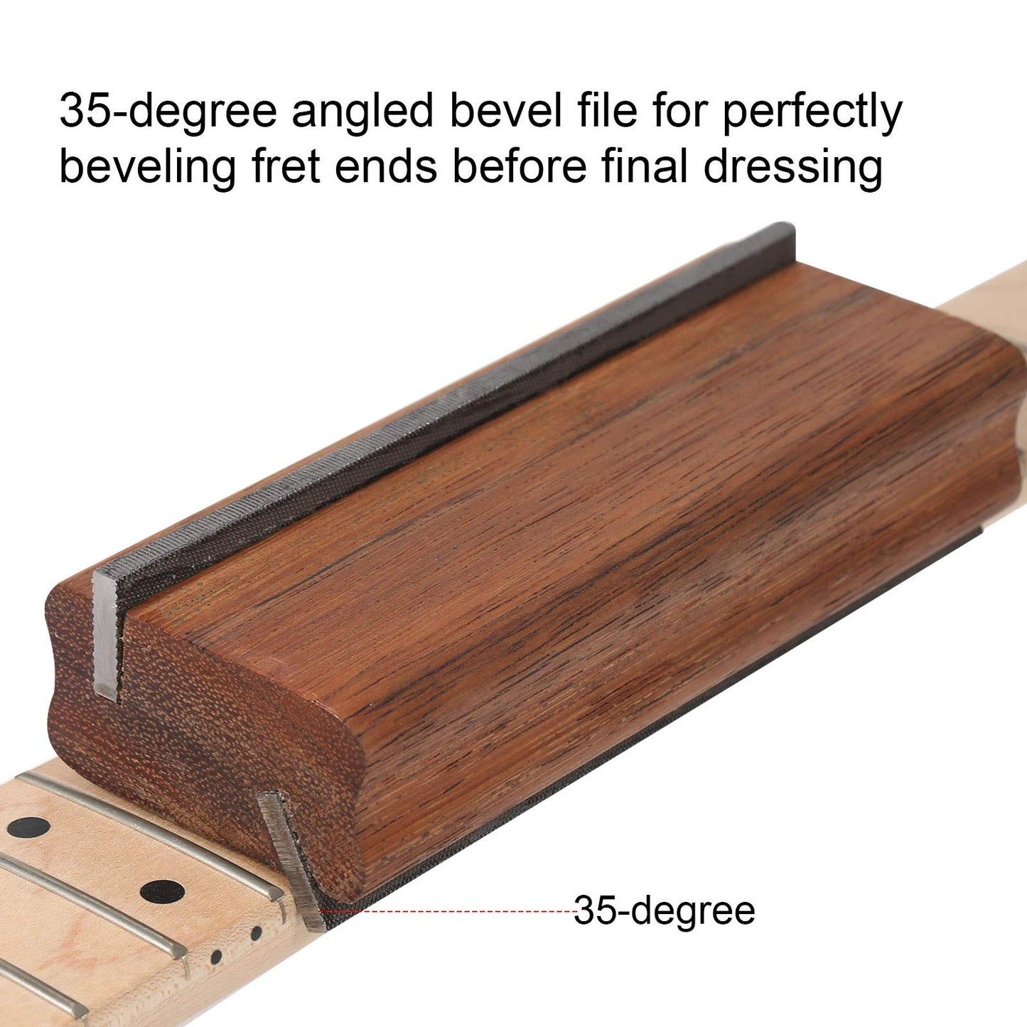 TAOZUA Guitar Fret Beveling File for Fret End Dressing, Hard Merbau Made Guitar Fret Crowning End Bevel File 35/90 Degree Luthier File Too