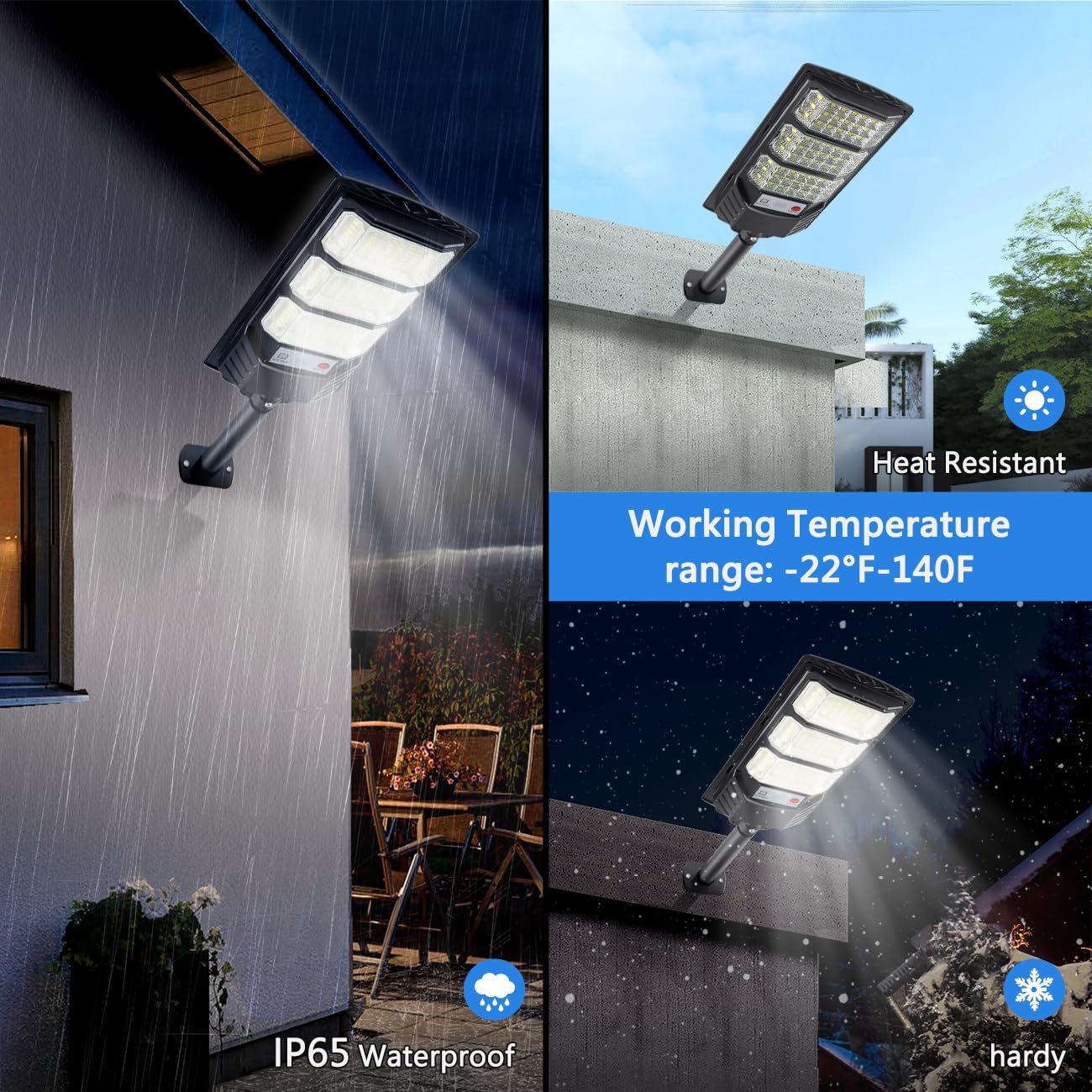 Solar Street Lights Outdoor, 8500K Solar Powered Driveway Light, LED Flood Motion Sensor Dusk Dawn Illumination Waterproof Mount Security Lights for Parking Lot, Backyard, Garage, Path, Countryside