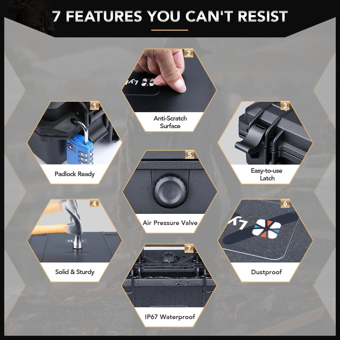 Lykus HC-2520 Waterproof Hard Case with Foam, Interior Size 9.8x7.5x6.1 inch, Suitable for Pistol,Microphone,Recorder,and More