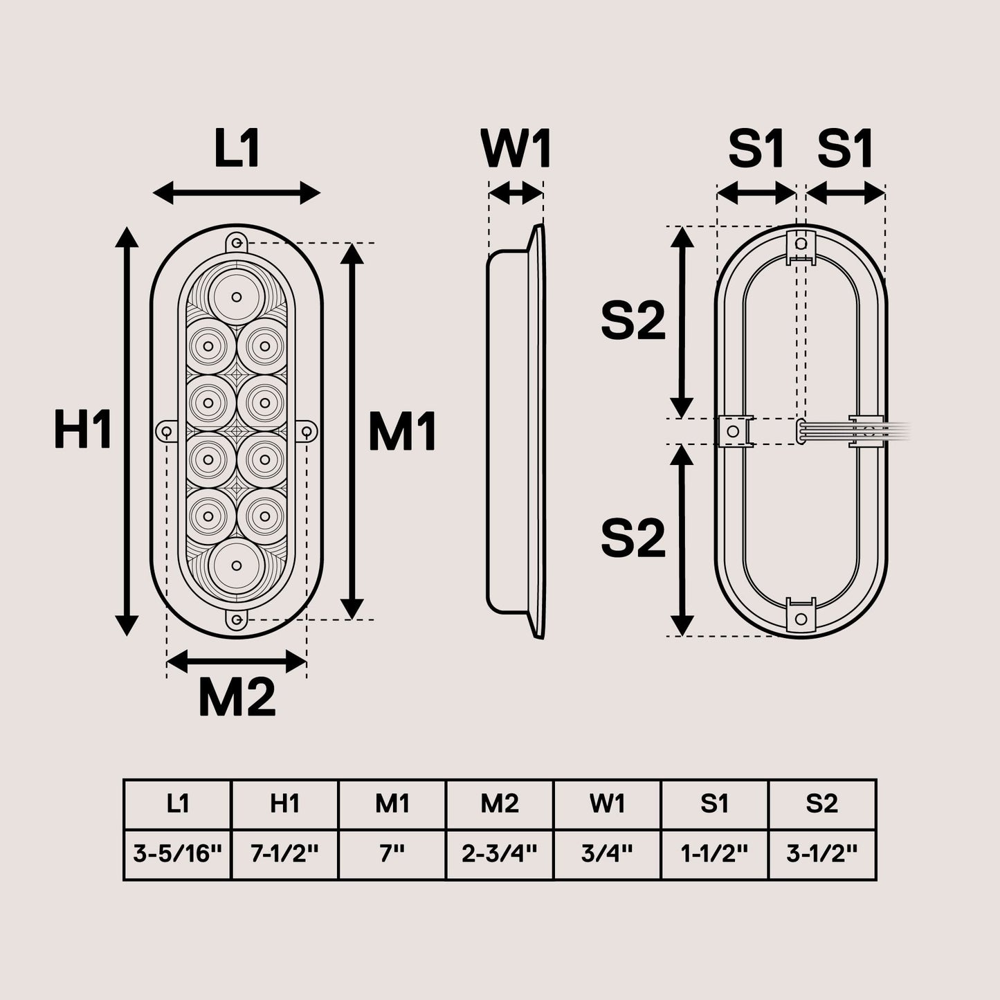TRUE MODS 4pc 6 inch Red Oval LED Trailer Tail Light Kit [DOT FMVSS 108] [SAE S2T2I6] [Surface-Mount] [IP67 Waterproof] [Stop Turn Tail] Trailer Brake Lights for Boat Trailer RV Trucks
