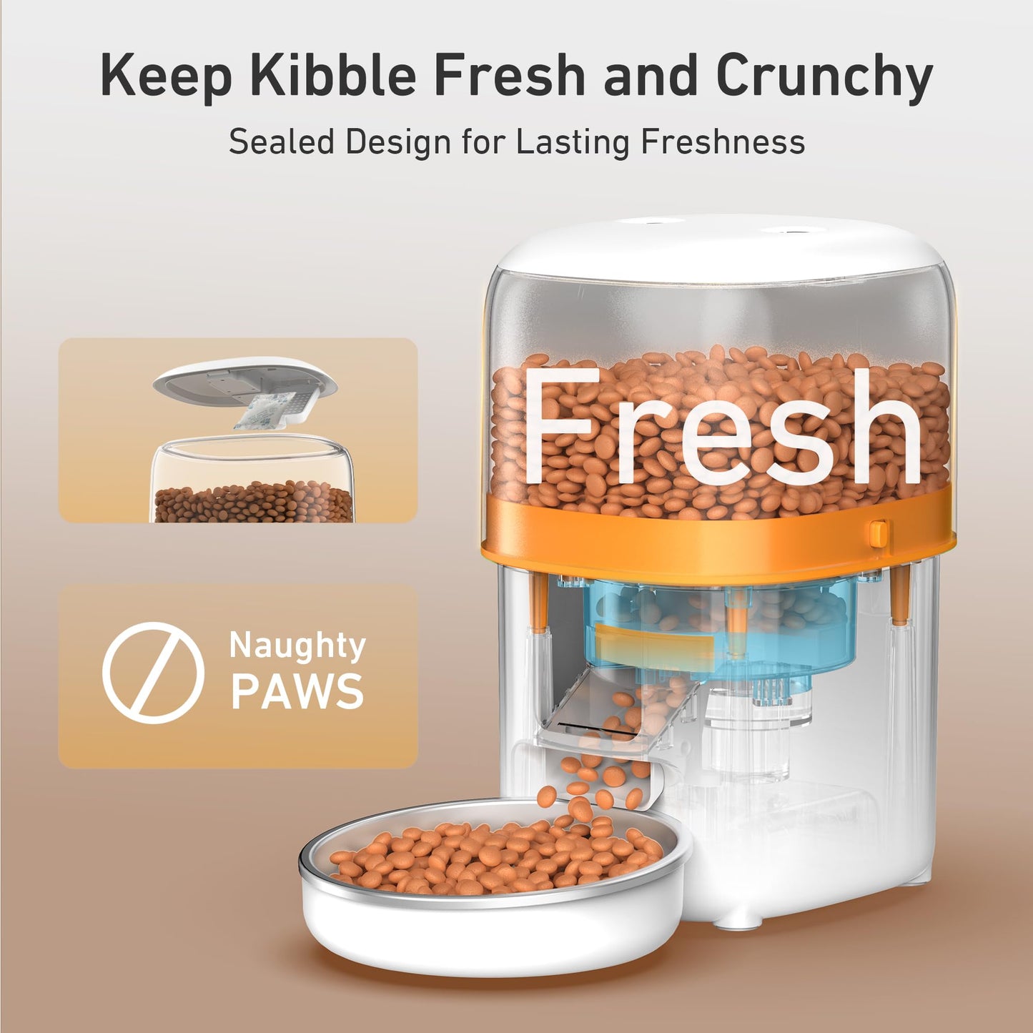 Yuposl Automatic Cat Feeder - 2L Cat Food Dispenser with Over 180-day Battery Life, Anti-Jam Design, 1-6 Meals Per Day with Stainless Steel Cat Bowl, Keep Cat Dry Food Fresh, Also for Small Dog