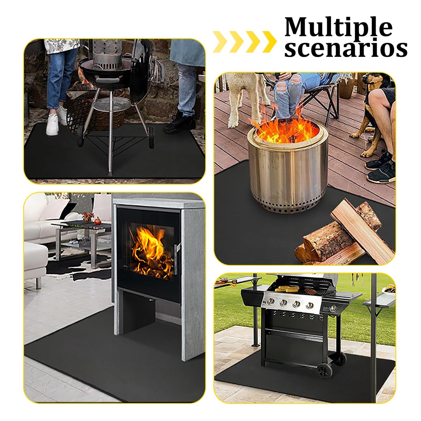 76 x 51 Inch Large Under Grill Mat for Outdoor Grill – Double-Sided Fireproof, Waterproof, Oil-Proof BBQ Mat Protector for Deck, Patio, Lawn, or Indoor Fireplace – Easy to Clean, Durable Design