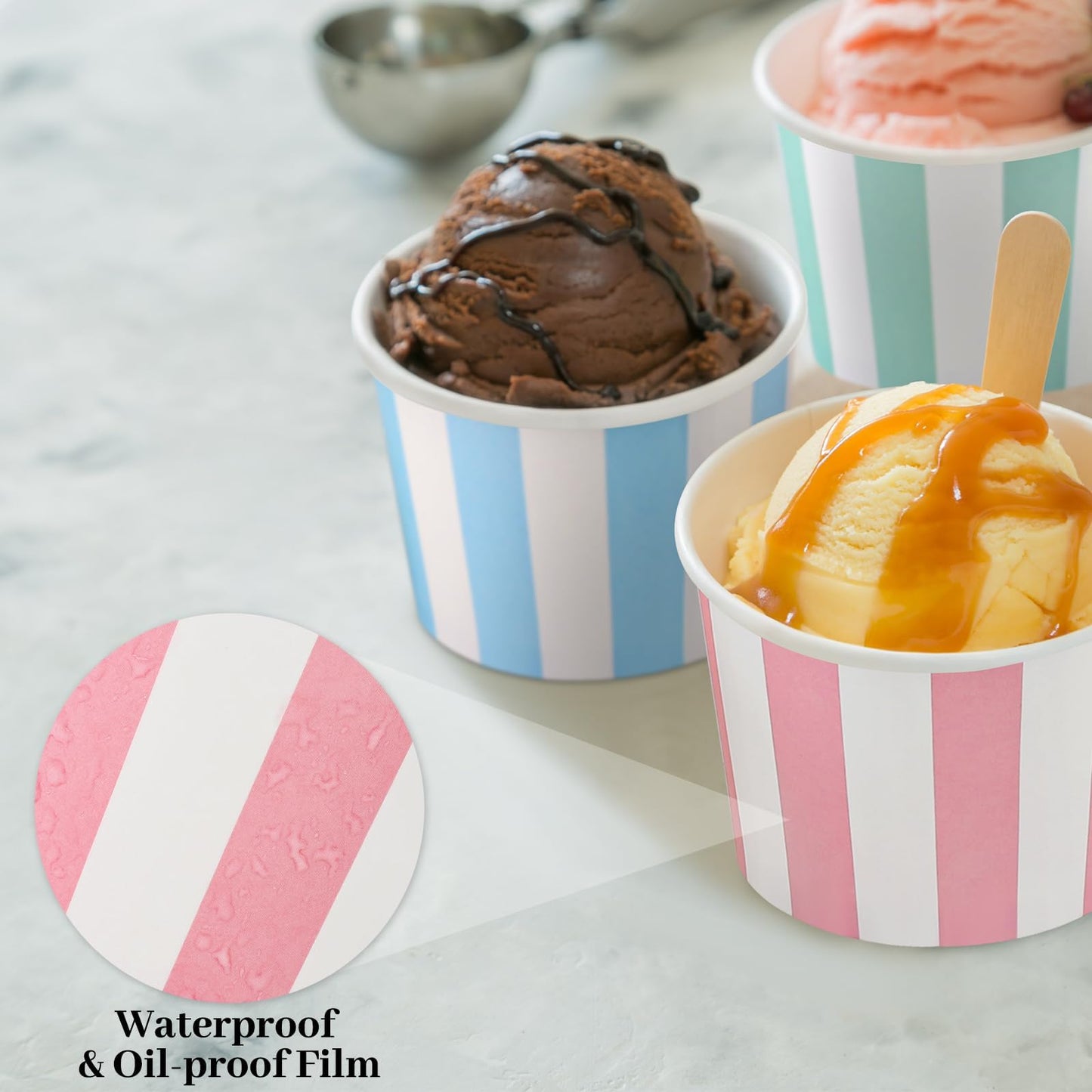 Aodaer 300 Pack Paper Ice Cream Cups 8 Ounces Disposable Dessert Bowls Ice Cream Containers Soup Snack Dessert Yogurt Sundae Bowls for Cold & Hot Foods, Birthday Party Bar Supplies, 6 Colors