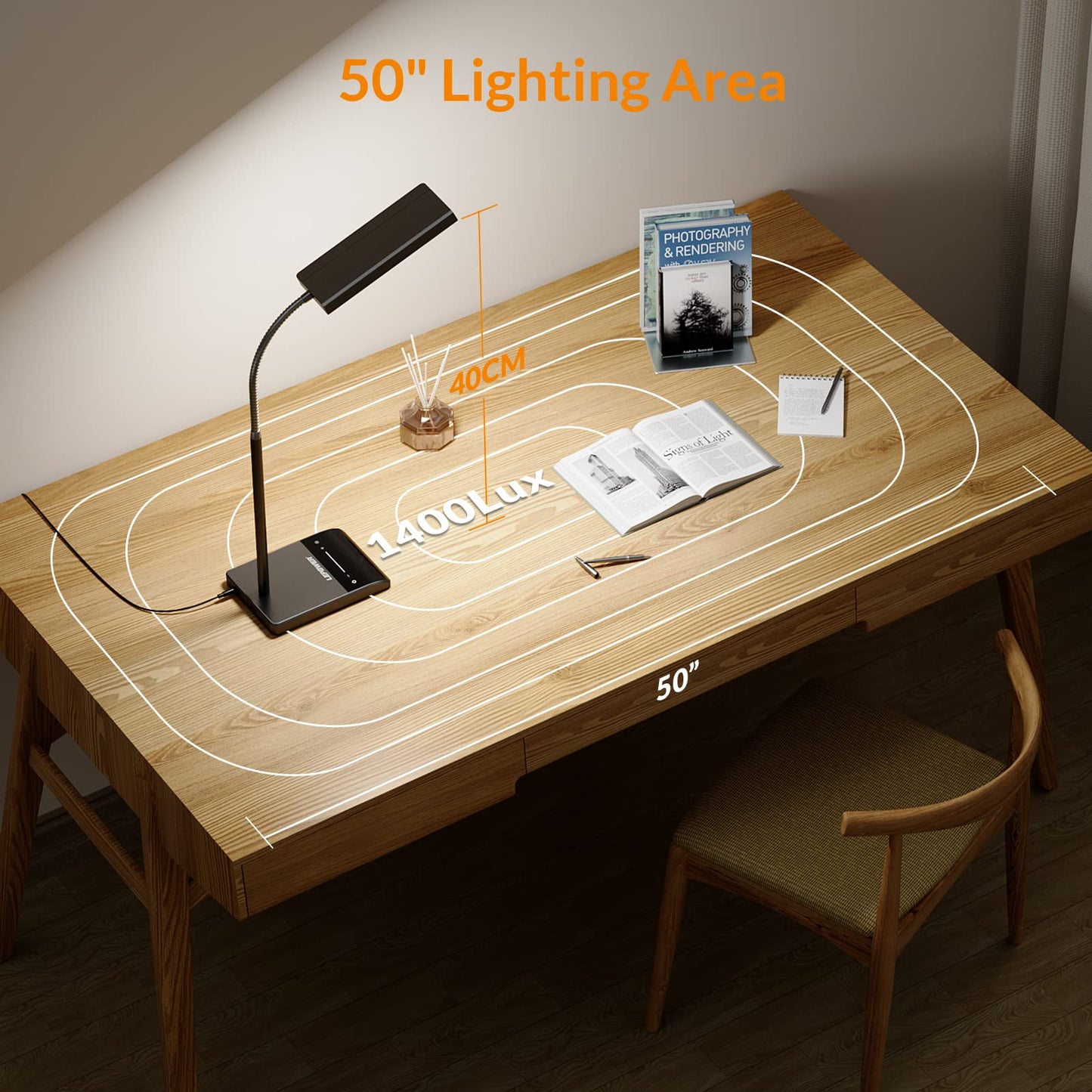 LEPOWER Upgrade LED Desk Lamp, 800LM Bright Table Lamps for Home Office, Eye-Caring Reading Lights for Desk, Touch Control Gooseneck Lamp, 50 Lighting Modes Reading Lamps for Bedroom Office(Black)