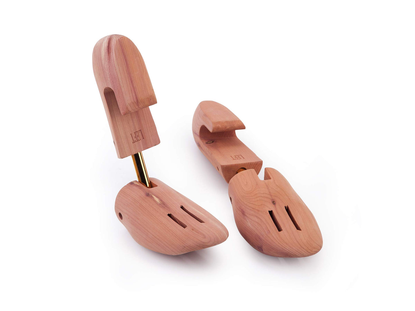 Kilocircle Men's Adjustable Red Cedar Wood Shoe Tree Single Tube 2 Packs, Medium(Fits Shoe Sizes 9-10)