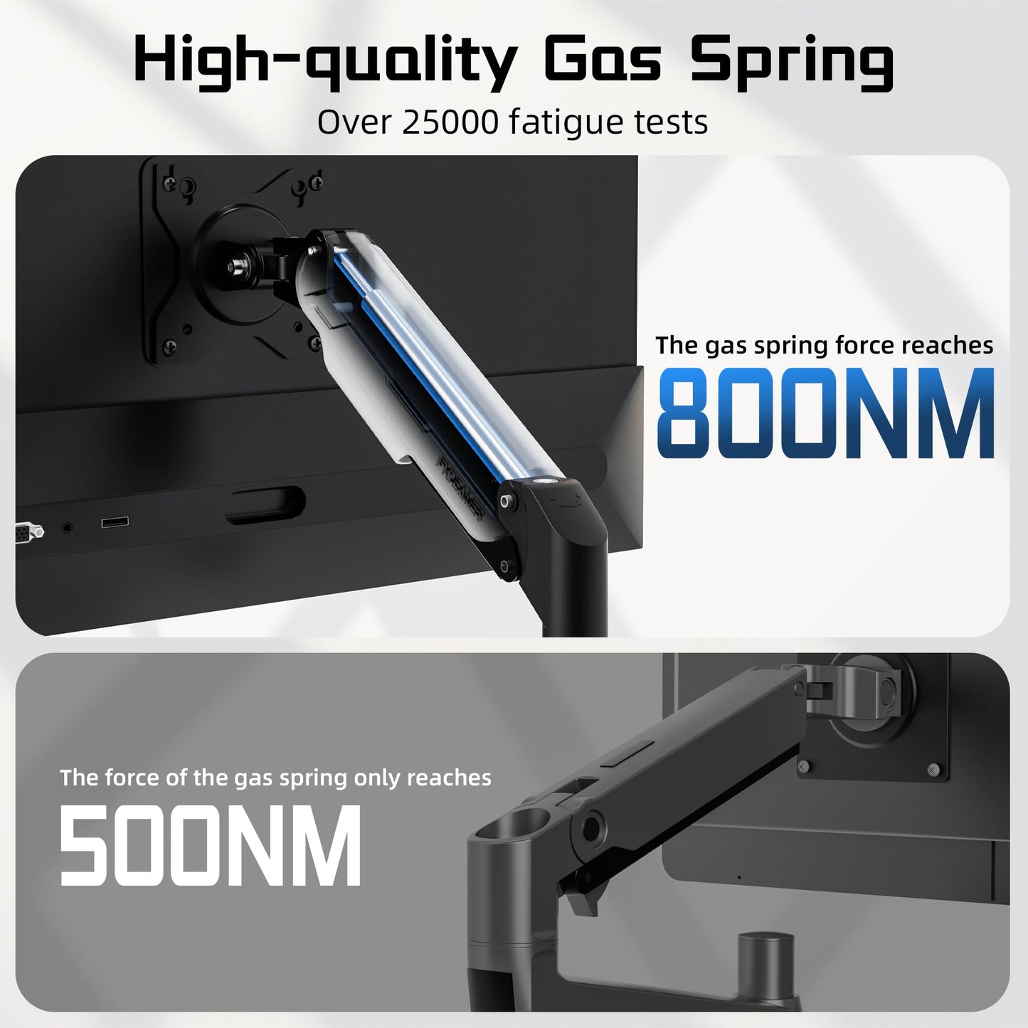 Fydeamer Single Monitor Arm, Heavy Duty Gas Spring Monitor Mount for 17-32 Inch Screens up to 19.8lbs, Full Motion Adjustable Monitor Desk Mount with VESA 75x75/100x100mm Compatibility, White