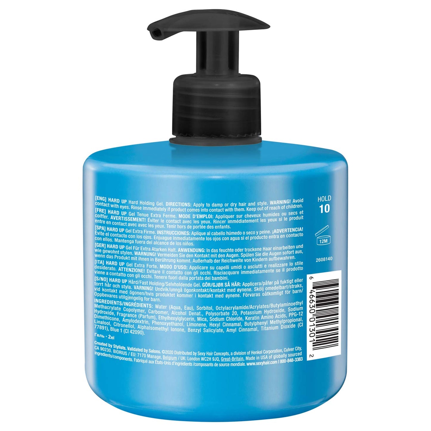 SexyHair Style Hard Up Hard Holding Gel Extreme Hold Non-Flaking Formula All Hair Types, 500ML