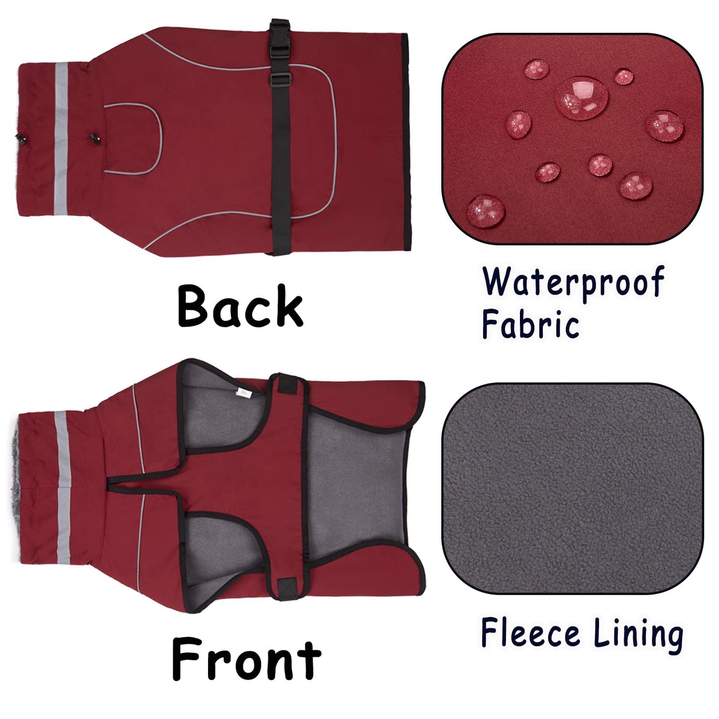 Axcimond Dog Coat Winter Jacket Waterproof Reflective Coats for Small Medium Large Dogs Puffer Jacket Warm Dog Fleece Vest Manteau Chien Dogs Snowsuit Furry Collar Winter Coat Cold Weather Walking