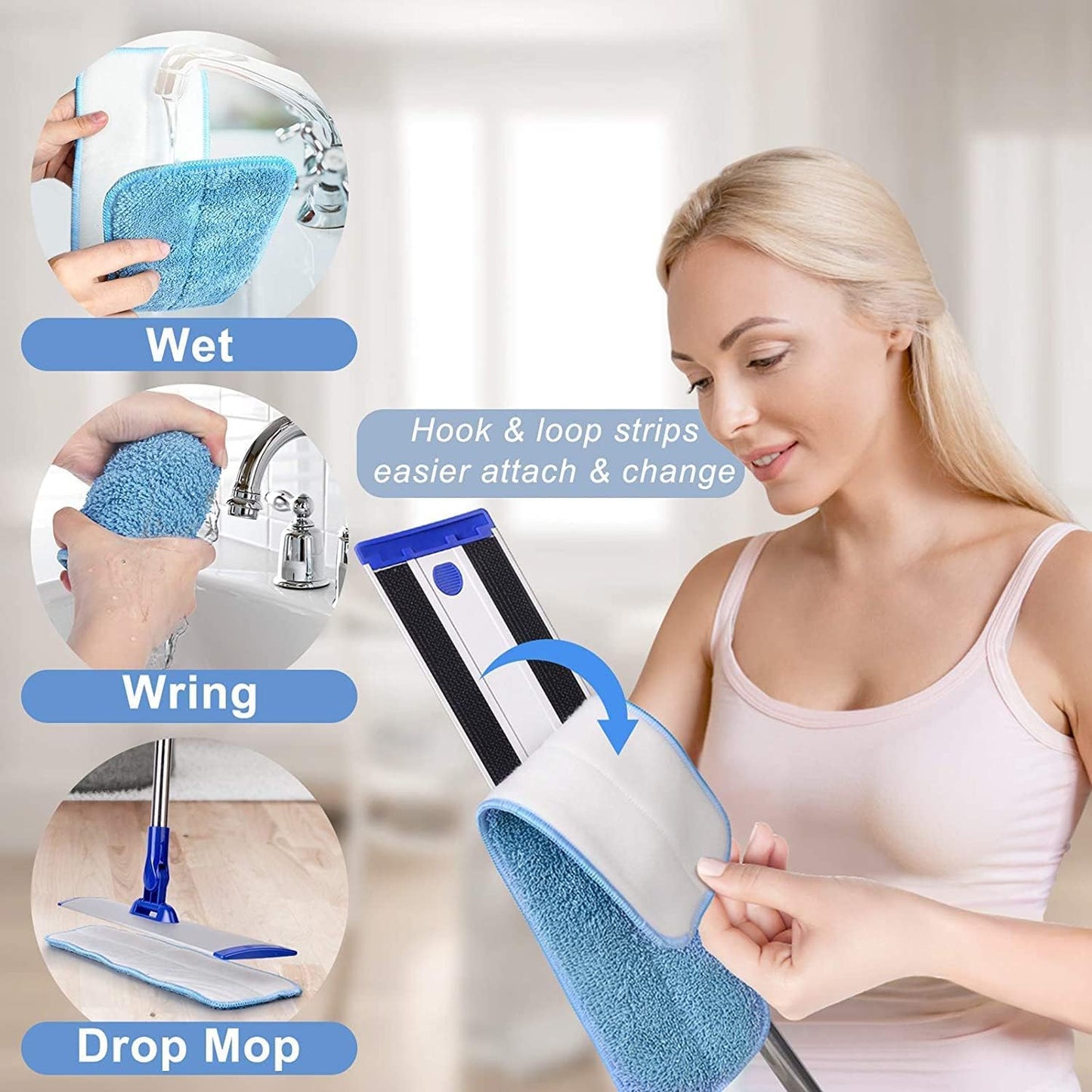 Professional Hardwood Floor Mop - 18" Microfiber Flat Mop with Washable Pad, Adjustable Stainless Steel Handle (35.5"-51") for Wet and Dry Mopping on Laminate, Tile & Vinyl Floors