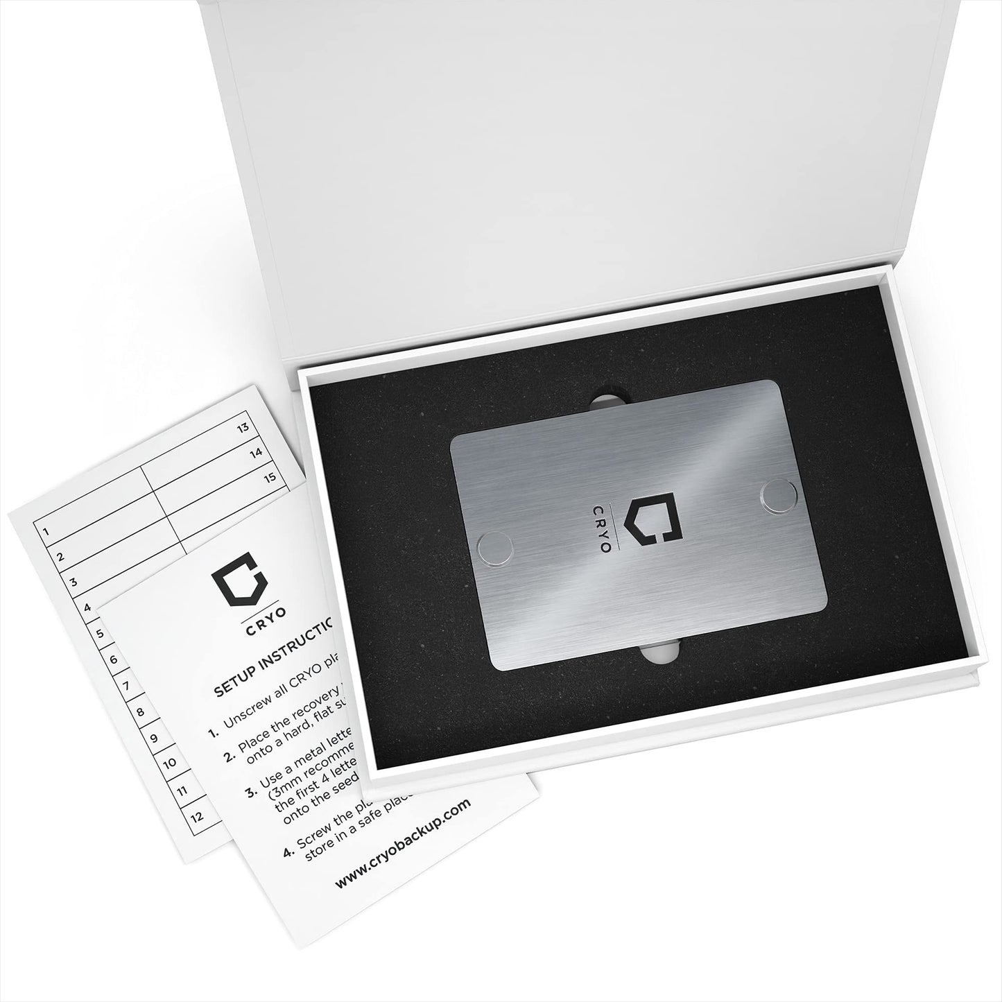 CRYO Crypto Seed Phrase Storage - Bitcoin Stainless Steel Wallet - Crypto Recovery Seed Phrase Backup - Cold Storage Cryptocurrency Backup - Store 12 to 48 Words (CARD)