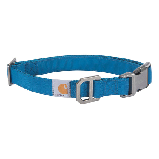 Carhartt Nylon Duck Dog Collar, Fully Adjustable Durable 2-Ply Cordura Nylon Canvas Collars for Dogs, Marine Blue, Large