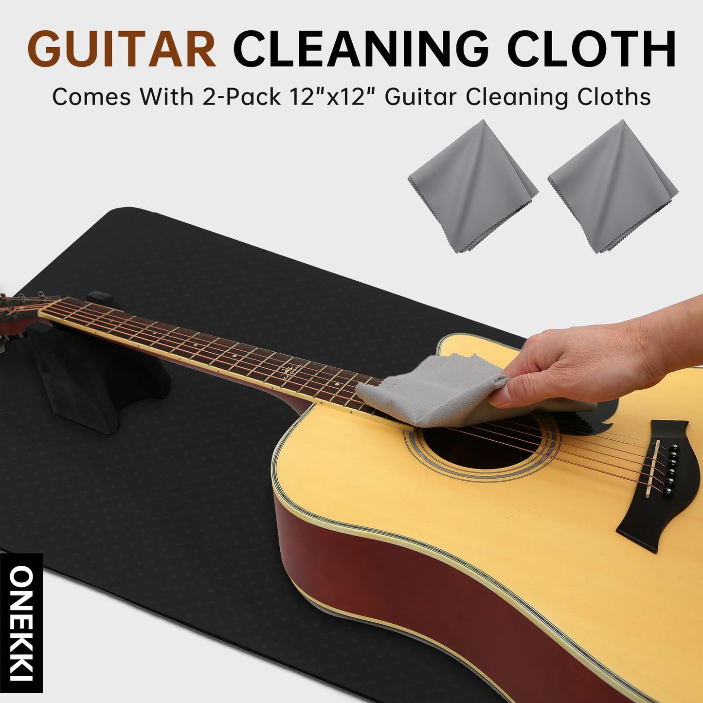 ONEKKI Guitar Neck Rest and Guitar Mat, Guitar Repair Kit with Dual Heights Support, Guitar Tools Setup and Maintenance Work Mat for Electric Guitar Bass Banjo Mandolin Ukulele