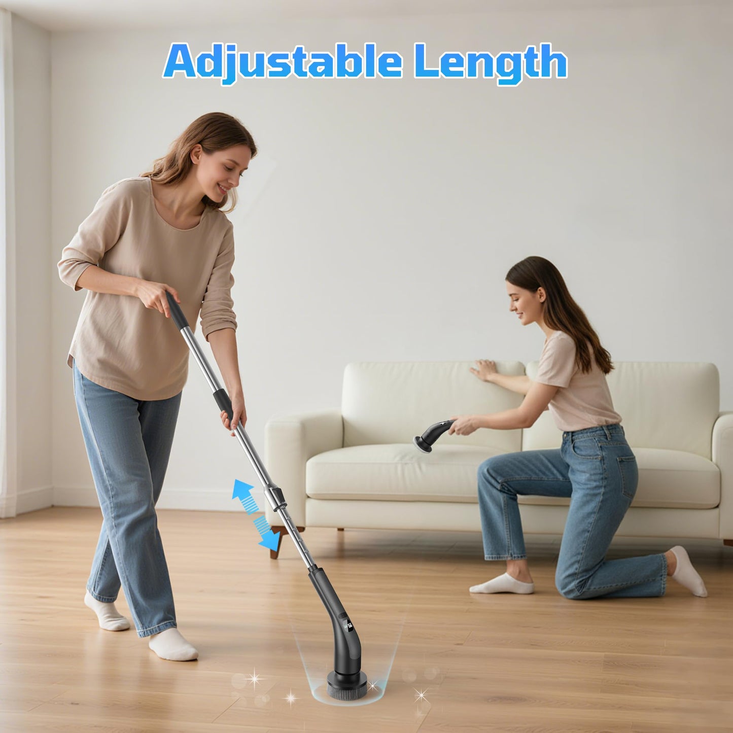 Electric Spin Scrubber, IPX7 Waterproof Shower Cleaning Brush with 7 Replaceable Brush Heads, Power Kitchen Bathroom Cleaner, Adjustable Speed and Extended Handle for Easy Cleaning