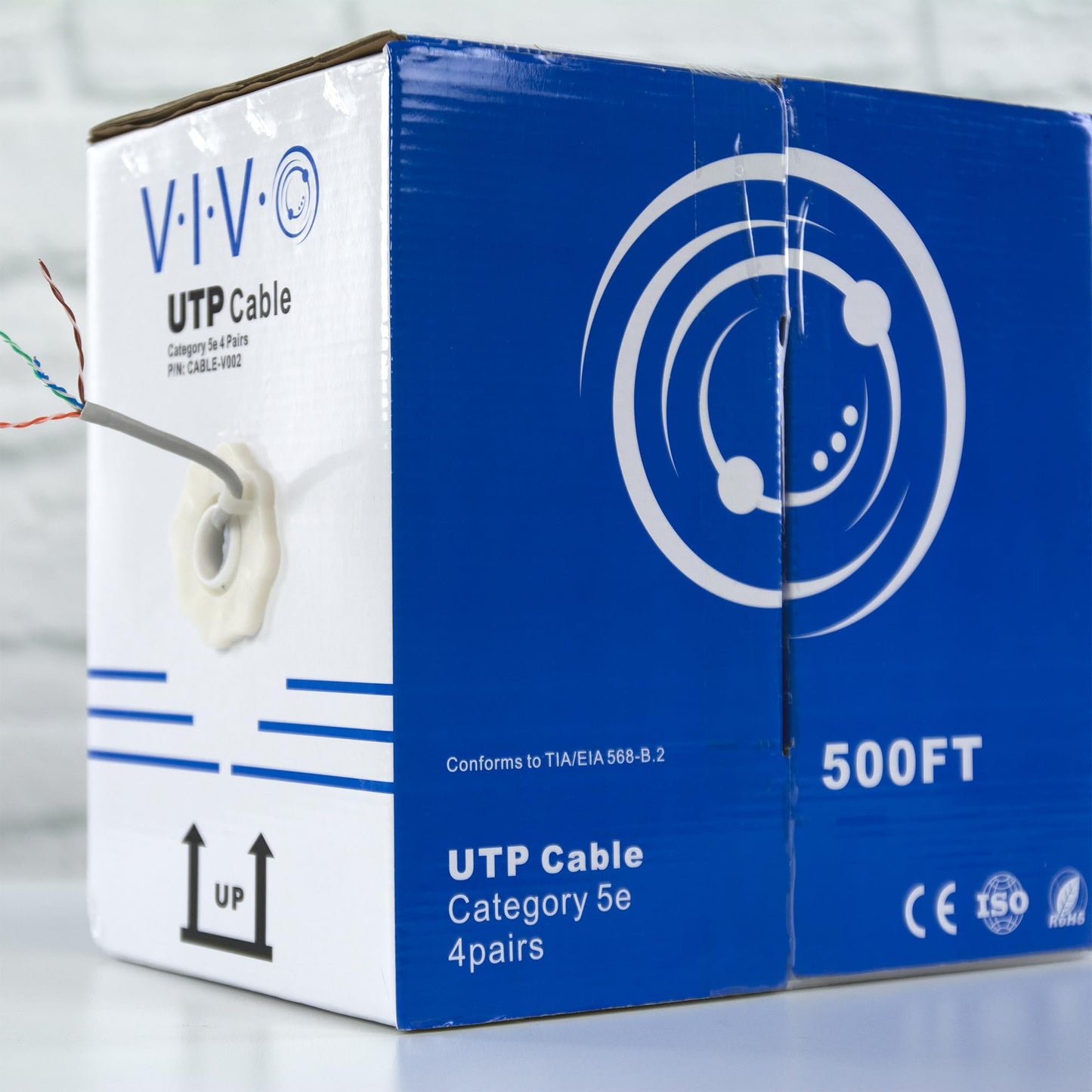 VIVO 500 ft Bulk Cat5e Ethernet Cable CABLE-V002 Wire UTP Pull Box Grey, Modem