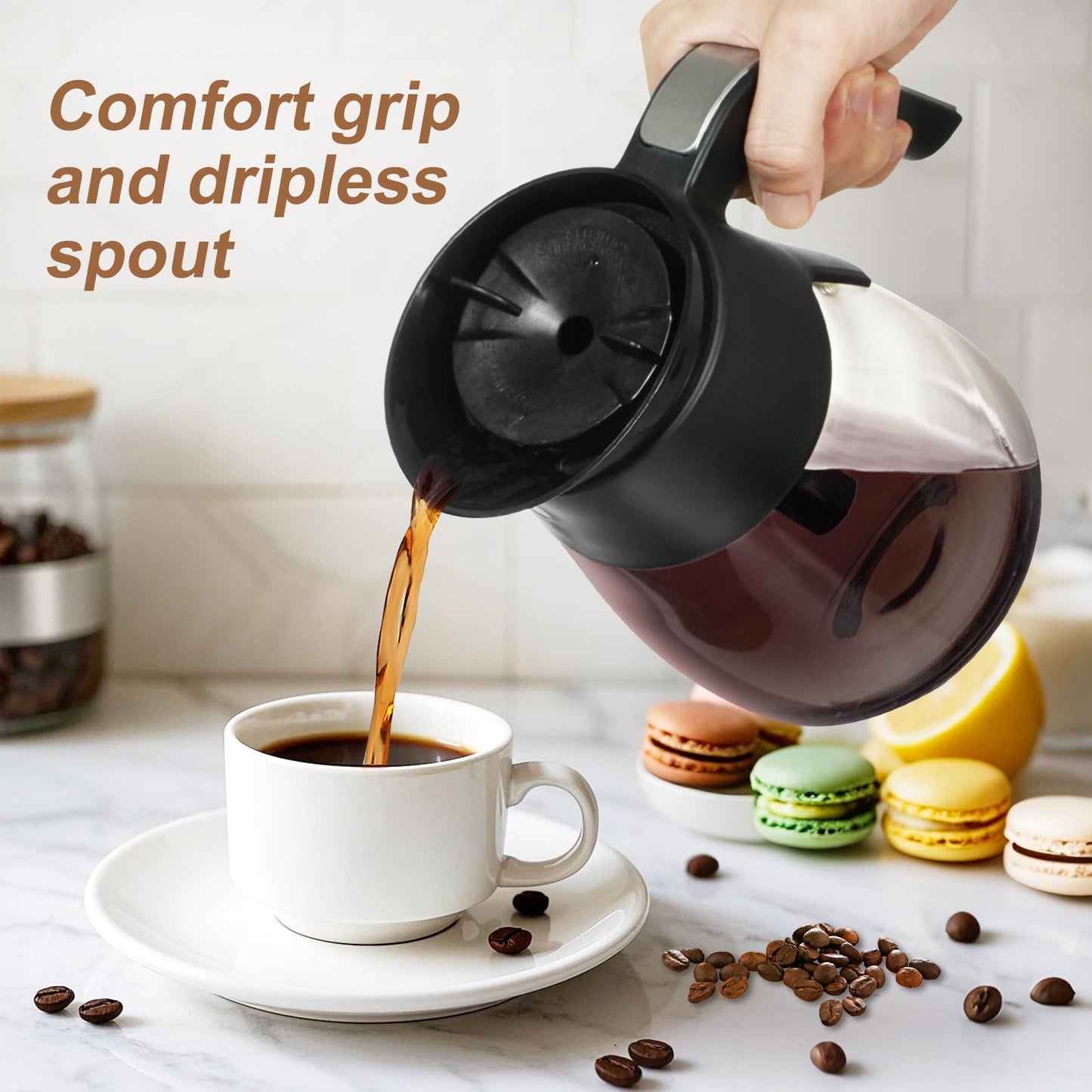 10-Cup Glass Carafe Replacement for Ninja CM401 /CM400/CM300/CM360C/CM371/CP301 Coffee Makers, Ninja Coffee Pot Replacement with Brew-Through Lid