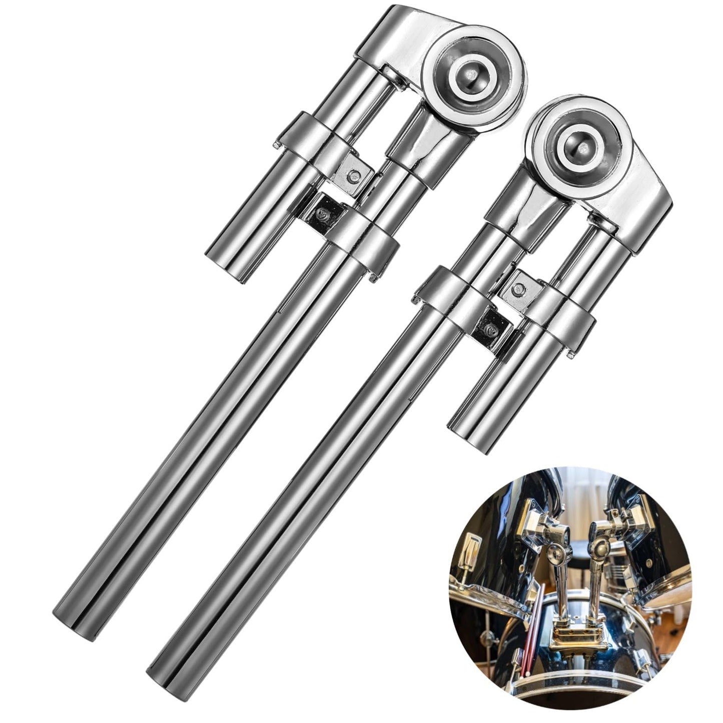 2 PCS Tom Drum Brackets, Tom Mount Holder Arm, Adjustable Tom Mounting Holder, Sturdy Metal Tom Drum Replacement Stand, Stable Support for Tom Drums, Percussion Instrument Accessories