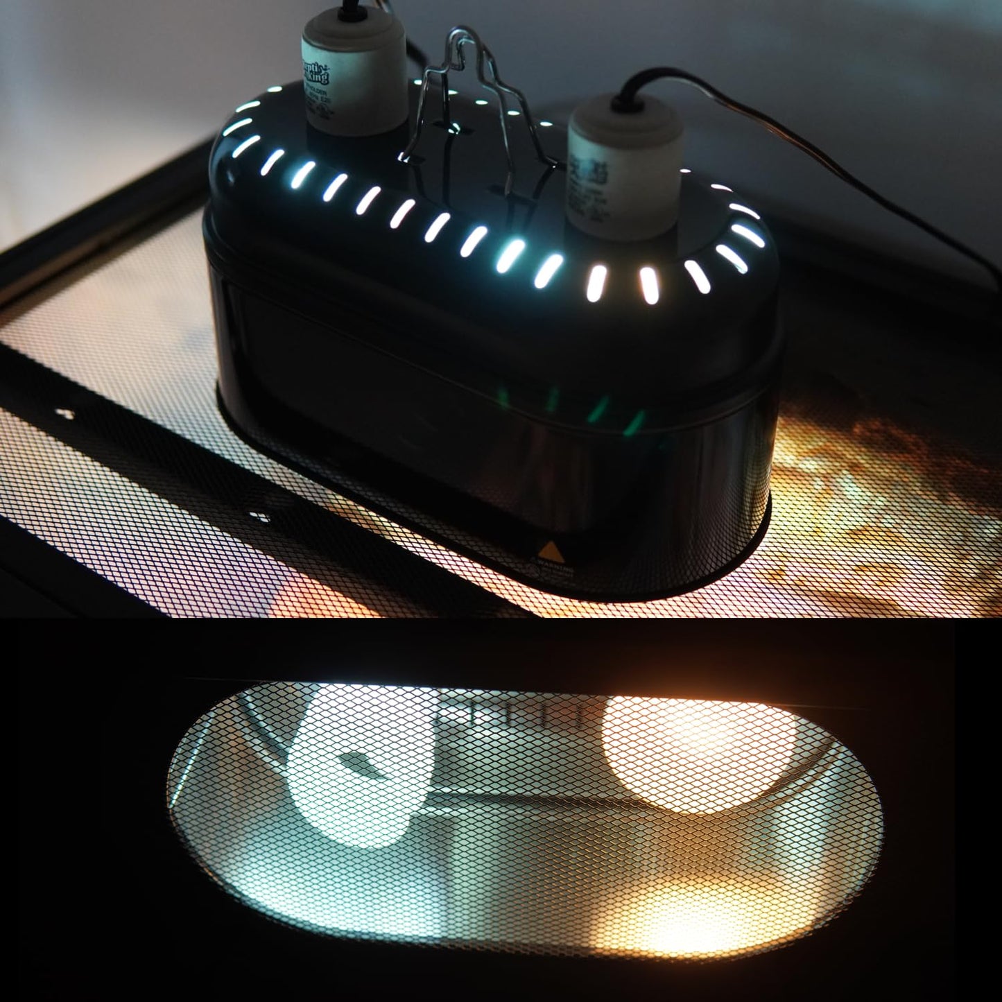 ReptiKing Reptile Dual Light Fixture, Double Deep Dome for Reptile Light/Heat Lamp/UVB Light, Snap-on Lamp Fixture Holder for Beared Dragon/Snake/Turtle/Lizard Tank Accessories