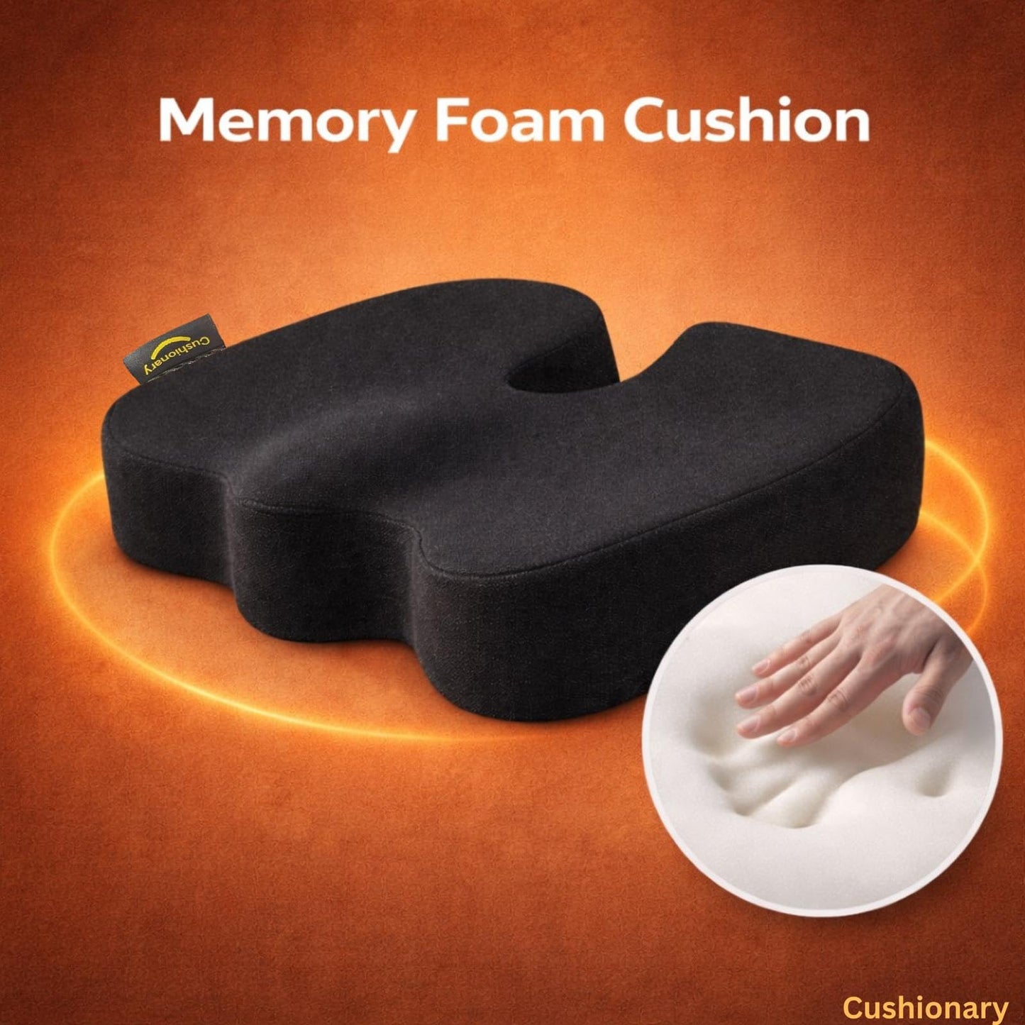 Memory Foam Orthopedic Seat Cushion for Tailbone Pain Relief – Ergonomic Coccyx Support Cushion for Office Chair, Car Seat, Wheelchair & Gaming Chair – Non-Slip Bottom & Machine-Washable Cover