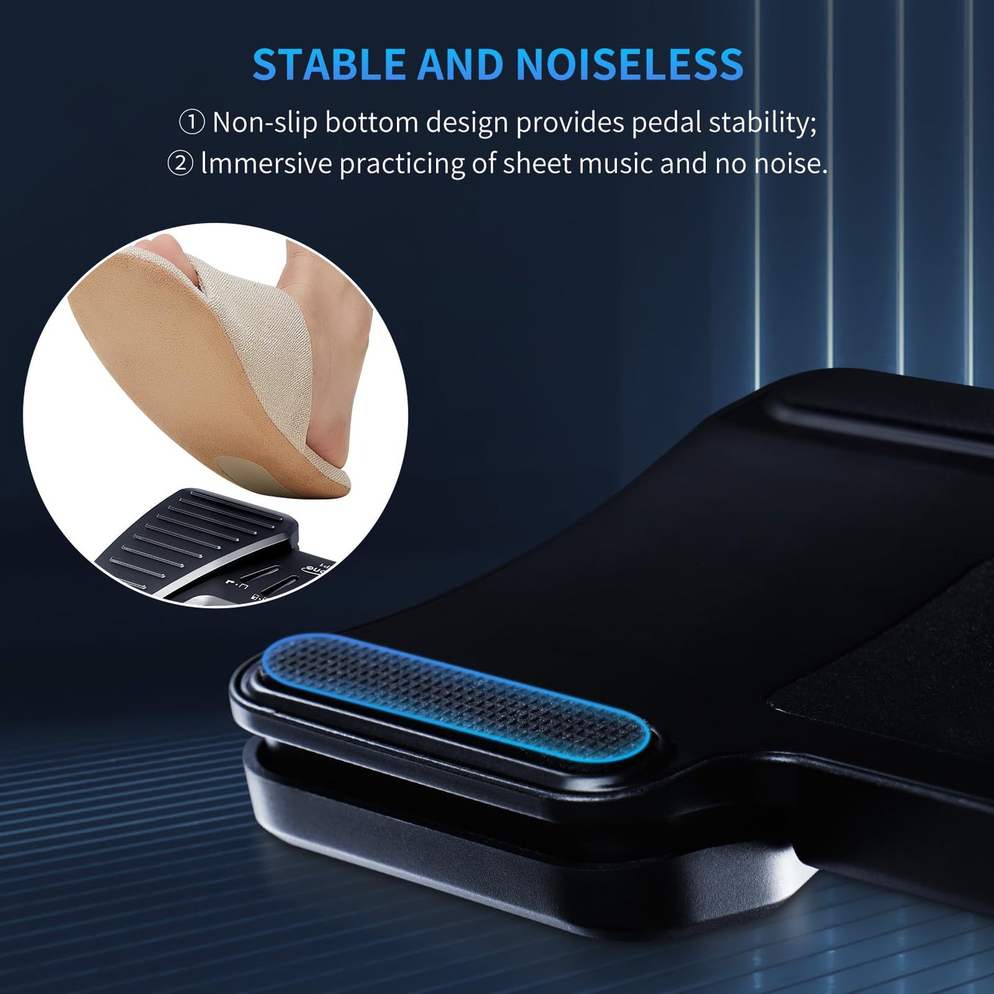 AITONE Wireless Side Turner Bluetooth Foot Pedal Music Page Turner for iPad Tablets Android Ios Phones Piano Keyboard Compatible with Various Music Apps (A-SP1)