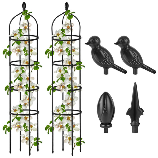 2 Pcs Garden Obelisk Trellis for Climbing Plants Outdoor 6 Ft Rose Bush Round Trellis for Pots Rustproof Metal Plant Flower Trellises for Clematis Vine Jasmine Support Outdoor Indoor