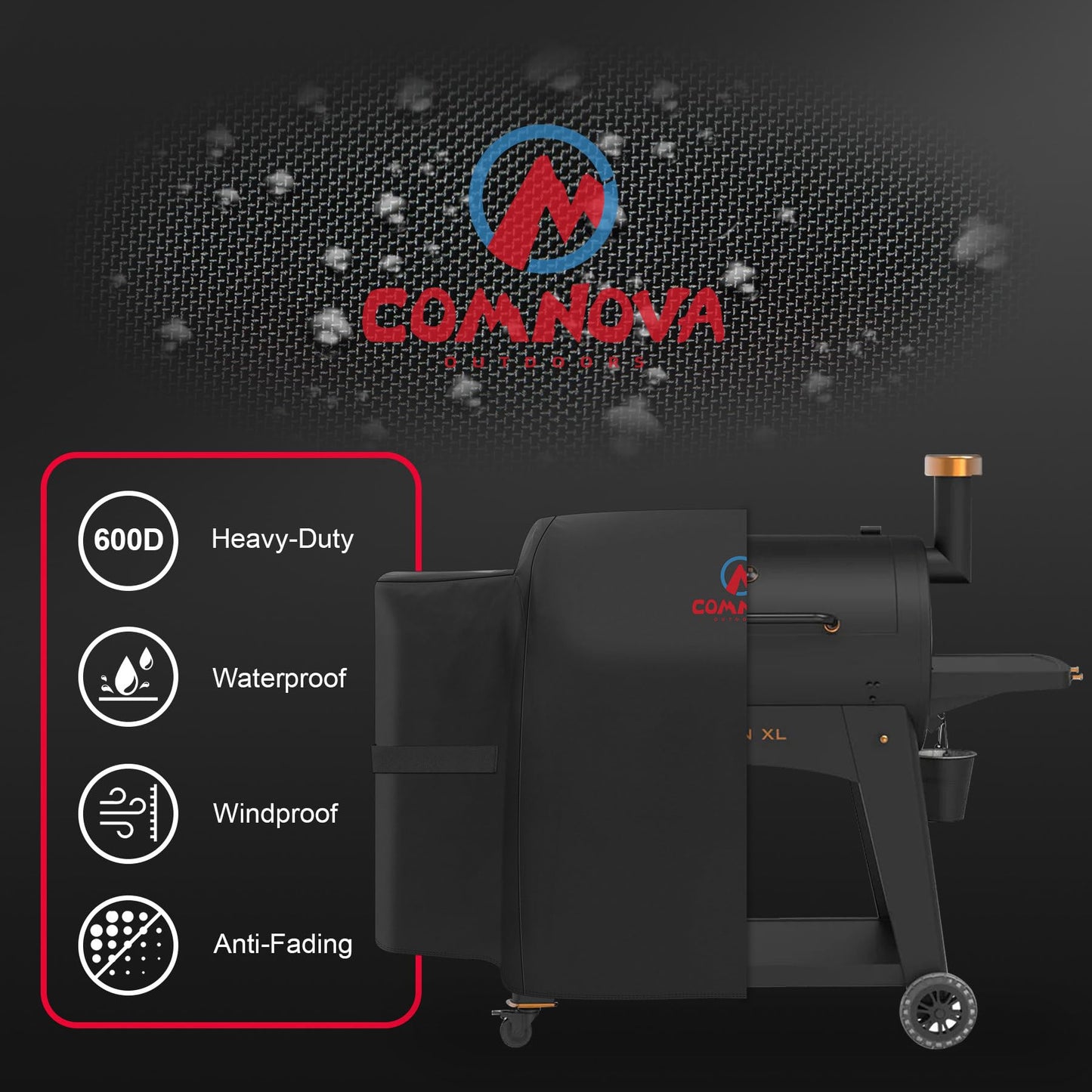 Comnova Grill Cover for Pit Boss Austin XL - 600D Wood Pellet Smoker Cover for Pitboss 1000 Series, Premium Cover for Rancher XL 1000, 1100 Pro, 1150, and Z Grill 1000