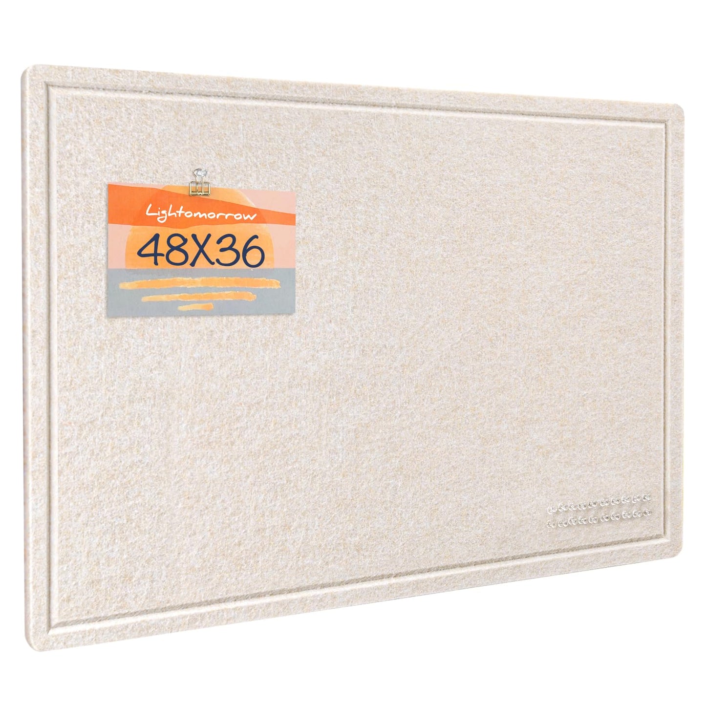 Lightomorrow Large Bulletin Board - 90 x 120 cm, Decorative Felt Pin Board for Wall - 4' x 3' Foldable Photo Display Board with Self-Adhesive Tape, Includes 20 Push Pins - Oatmeal