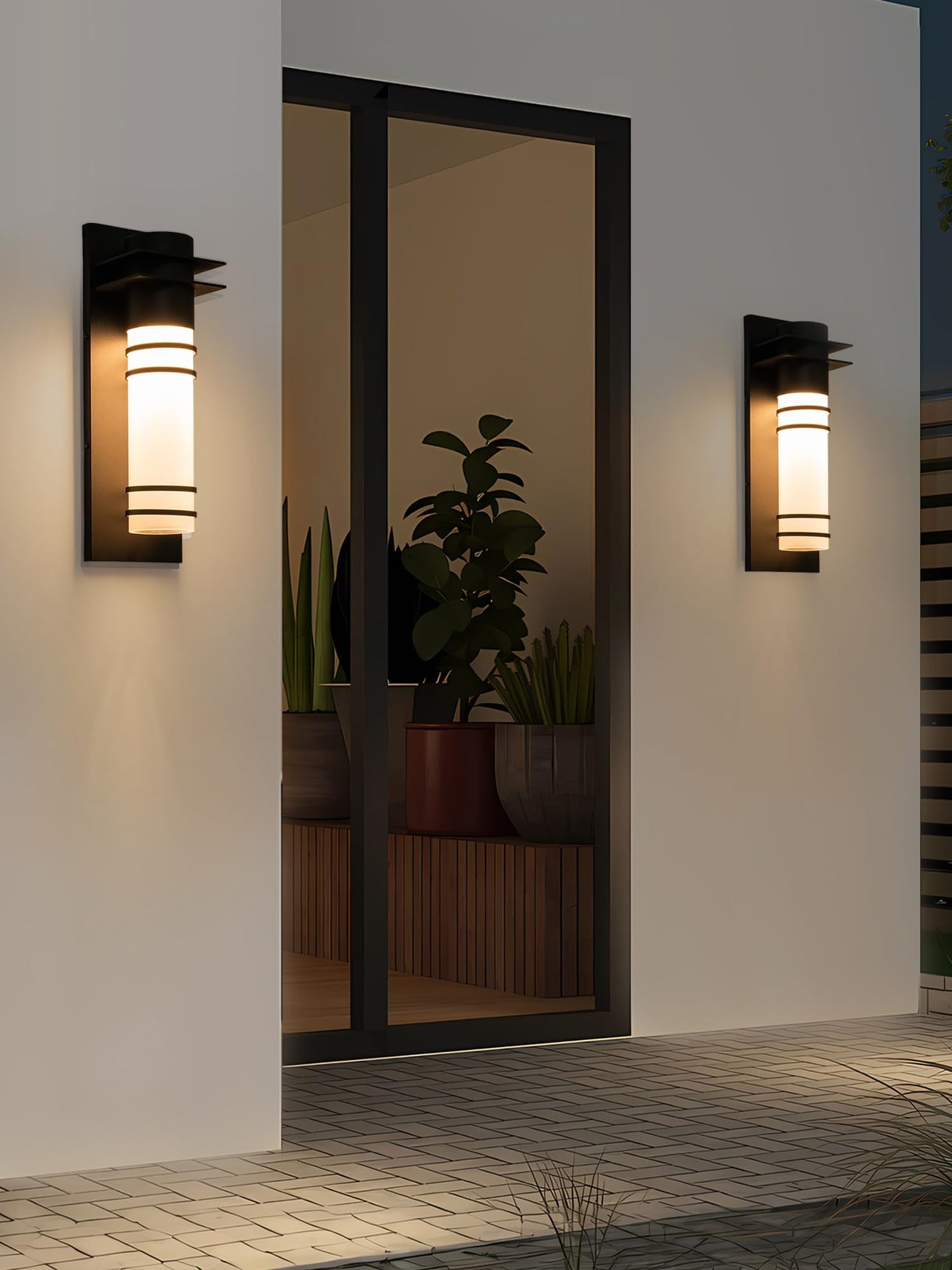 OUPAVOCS Outdoor Light Fixture Wall Mount, Commercial Residential LED Wall Sconce, Modern Exterior Wall Lights Fixture, Black LED Wall Lamps with Frosted Glass, 10W Patio Lighting for Yard, Garage