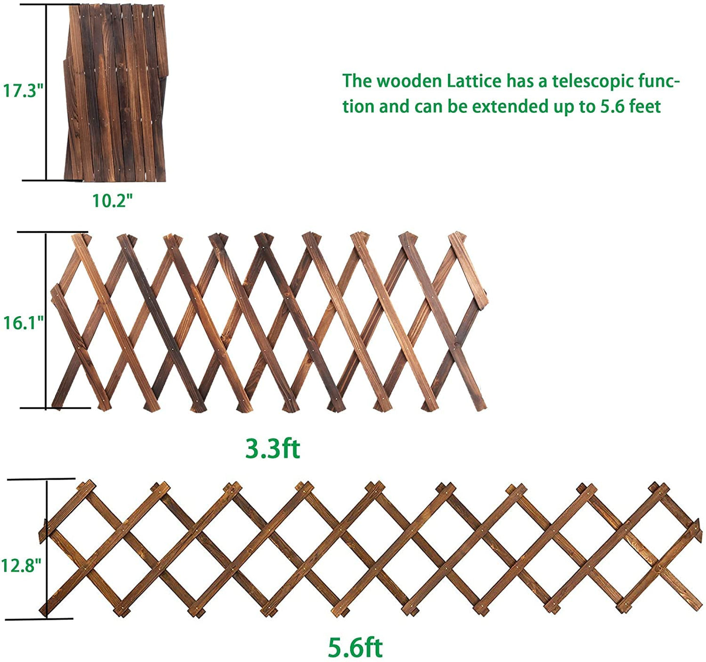 Extensible Natural Garden Wooden Fence Lattice Frame Plant Support for Cucumber Climbing Vines Ivy Rose 75"x11.8" (2 Pack)