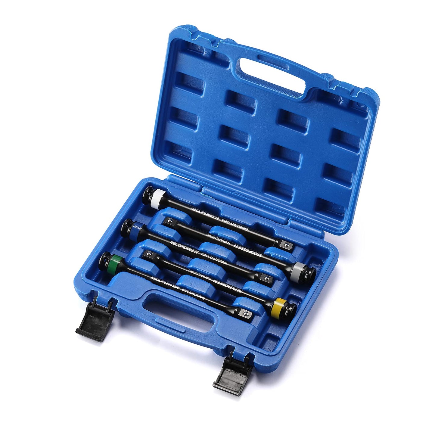 MIXPOWER 5 Pieces 1/2" Drive Torque Limiting Socket Extension Bars, 8 in Long Color-Tool Kit 65-140 ft/lb Set