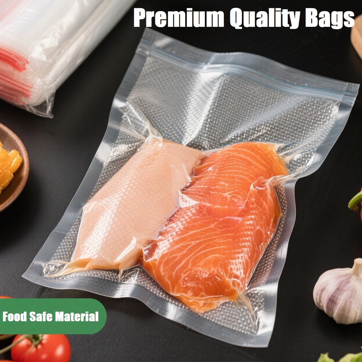 300 PCS Vacuum Sealer Bags for Food Saver - Pre-Cut Freezer Bags (10"x12"+8"x12"+6"x10"), 6X Longer Freshness, BPA Free Sous Vide Bags & Microwave Safe for Food Storage, Fits All Clamp Sealers
