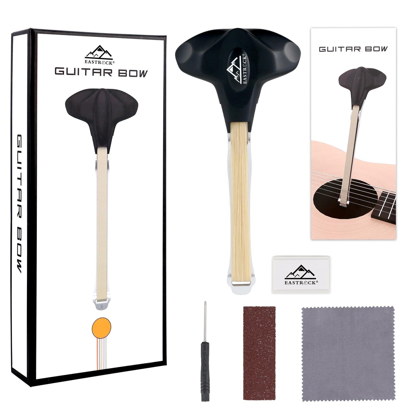 EASTROCK Guitar Bow, 2-in-1 Picasso Bow, Create Cello and Violin-Like Sounds, Dual-Purpose Plucked String Tools, Guitar Bow kit for Beginners and Professional Players Gift for Music Lover, Short Black
