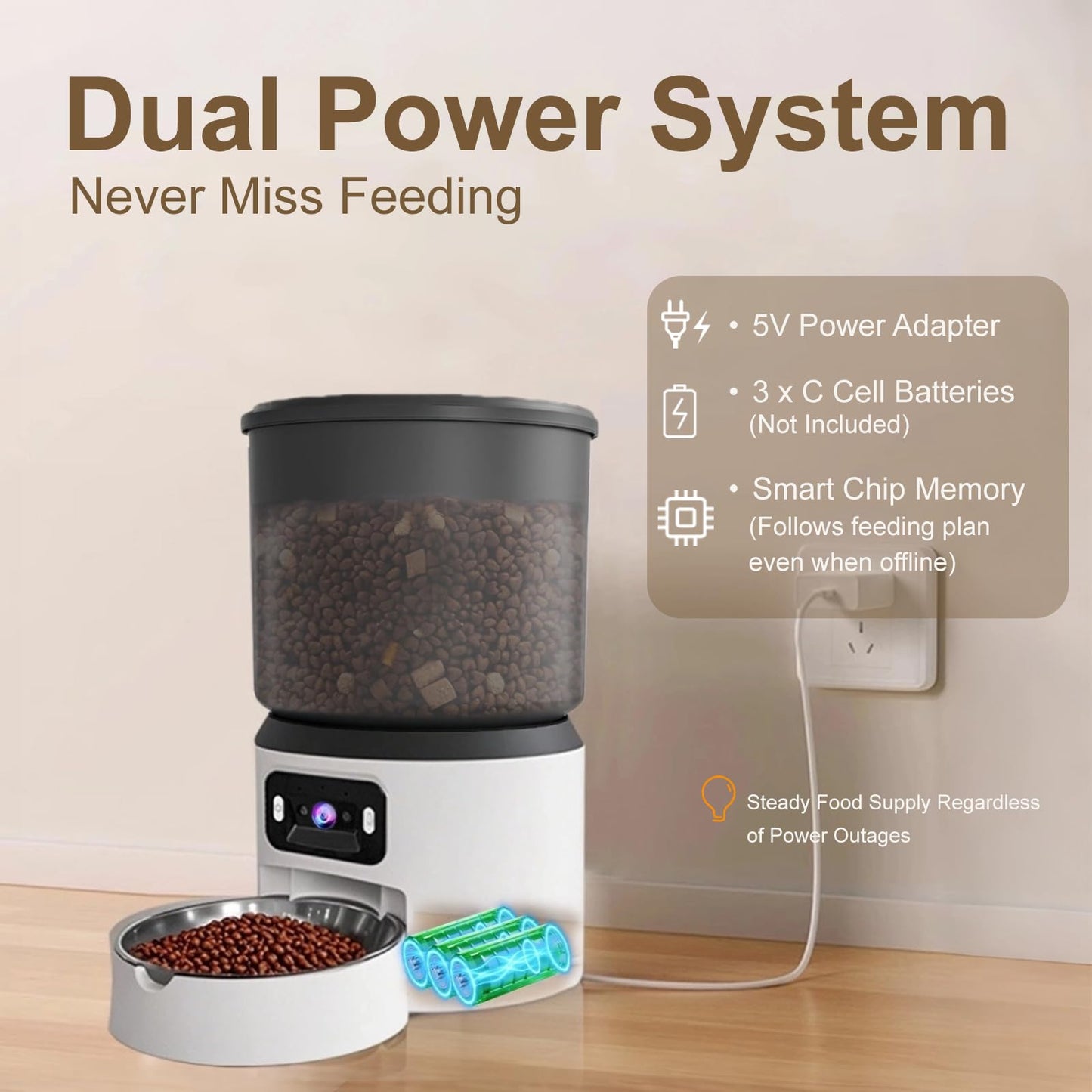 Automatic Cat Feeder with 2K Camera - Automatic Dog Feeder, Dual Band WiFi Smart Pet Dispenser & App Control, 4L Timed Portion Dispenser, Night Vision Two-Way Audio Detachable Stainless Bowl